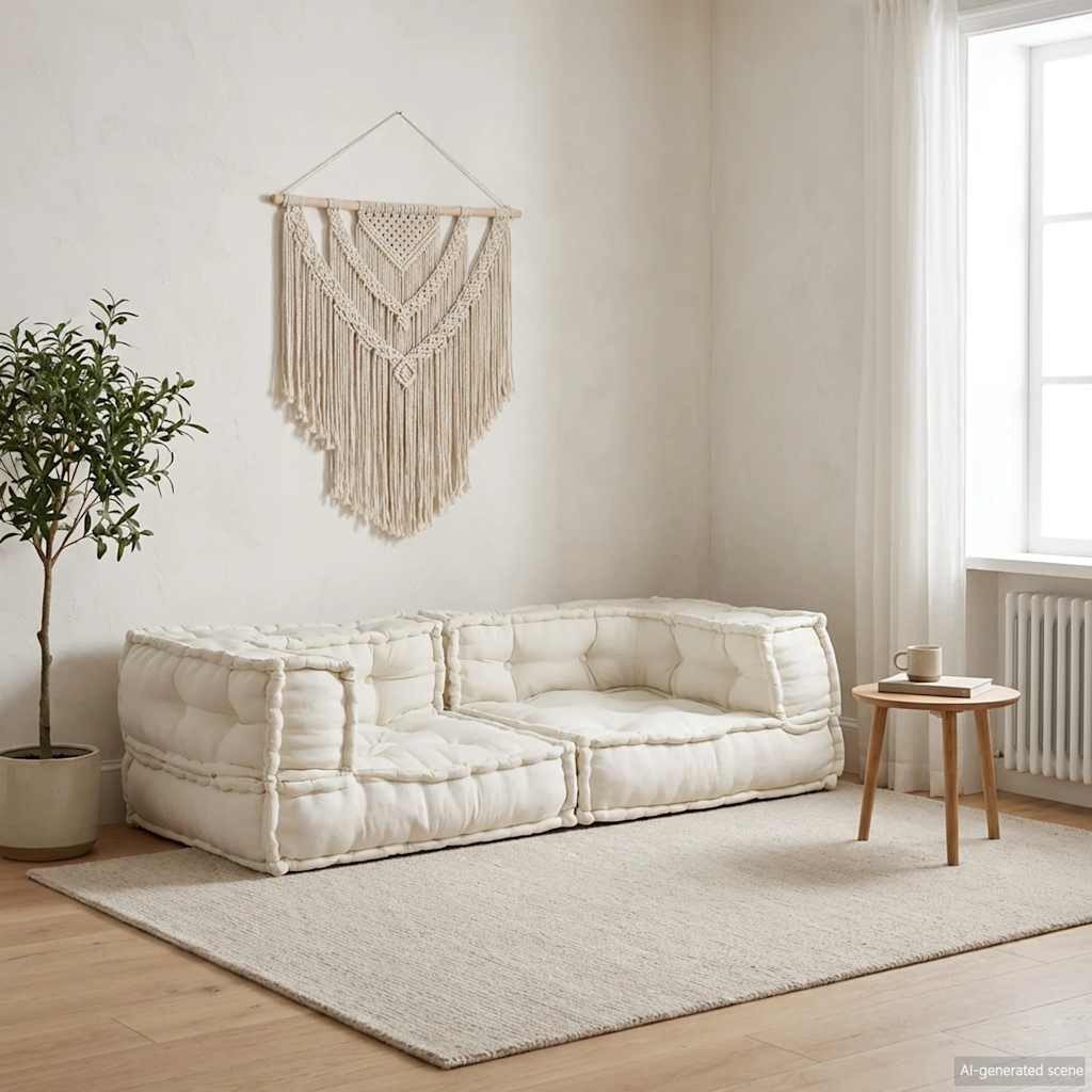 vidaXL Sitzauflage 2-Sitzer-Modulsofa Creme 140x70x36 cm Stoff, (1 St)