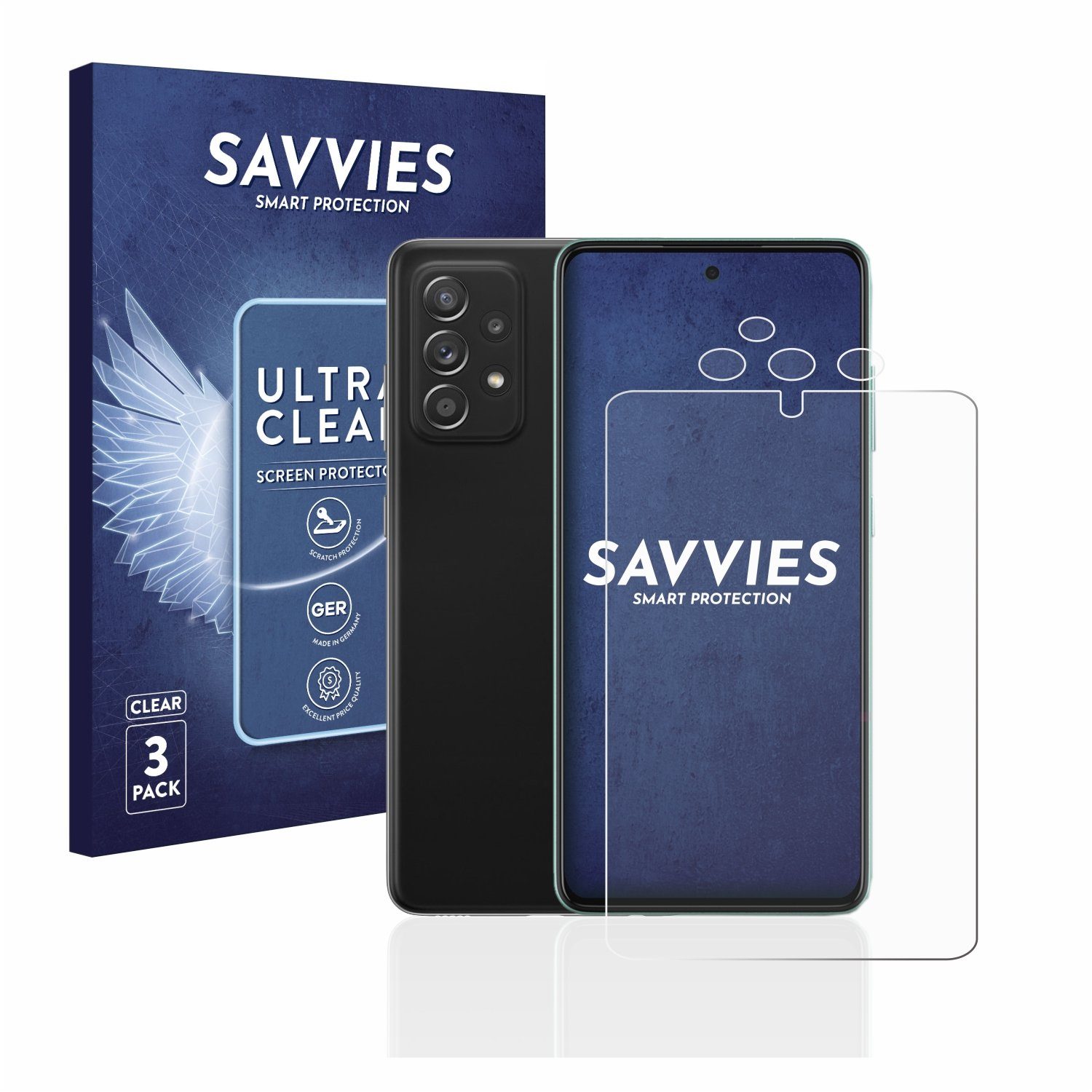 Savvies Displayschutzfolie Schutzfolie für Samsung Galaxy A52s 5G (Display+Kamera), 6 Stück, Displayschutz Schutz Folie Klar Transparent