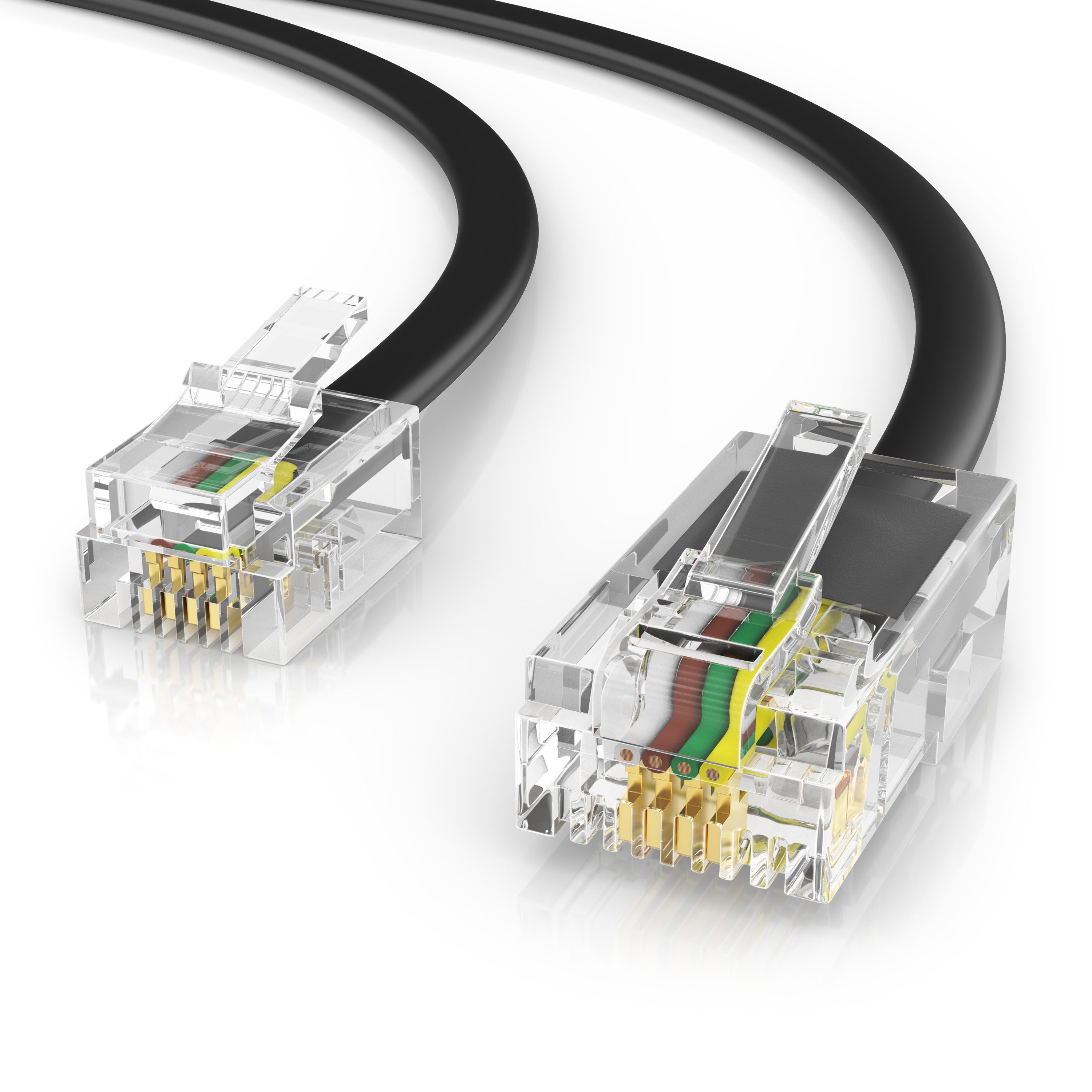 CSL Flachkabel RJ45 zu RJ11, Router zu Telefon Fax Anrufbeantworter 1 m Telefonkabel, RJ45, RJ-11 (100 cm), Modularkabel, Telefonanschlusskabel, Modem, DSL, VDSL, ISDN, flach