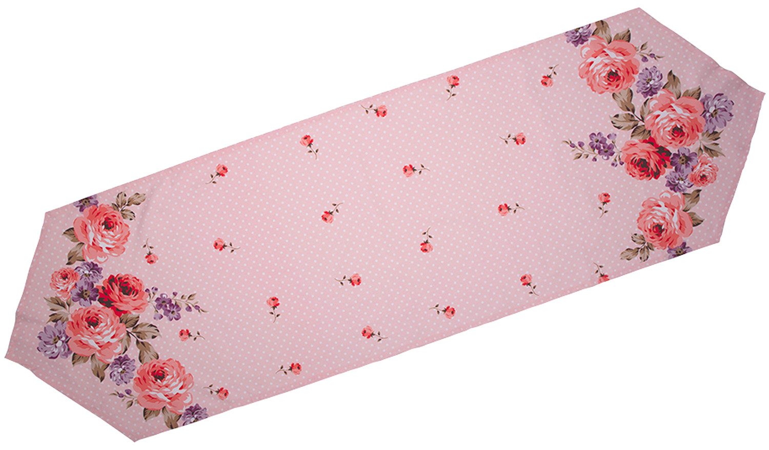 Clayre & Eef Tischläufer Dotty Rose (1-tlg, 1-teilig), Tischläufer Tischdecke ca.50x160cm Baumwolle