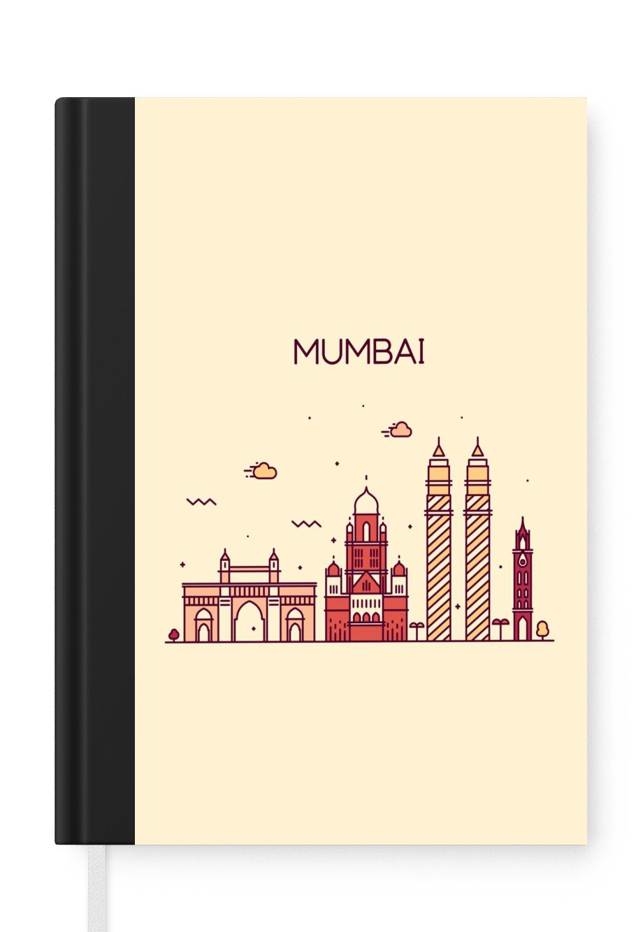 Tagebuch, Skyline, Mumbai Haushaltsbuch Seiten, Indien Notizbuch MuchoWow Merkzettel, - A5, Journal, Notizheft, - 98