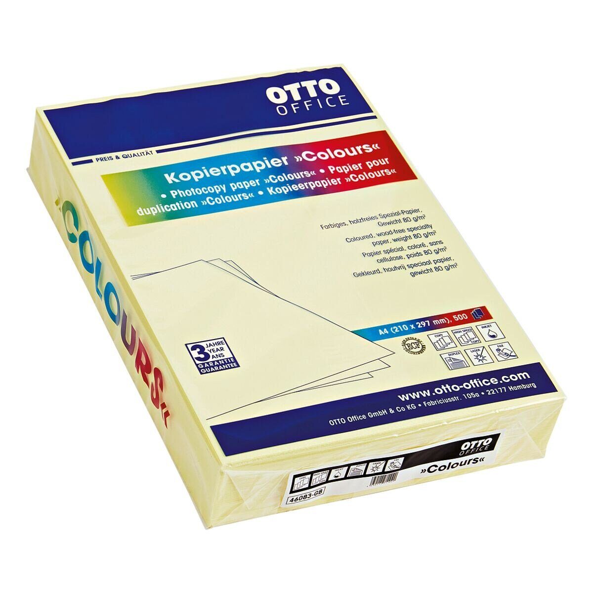 Thumbnail - Otto Office Druckerpapier COLOURS, Pastellfarben, Format DIN A4, 80 g/m², 500 Blatt
