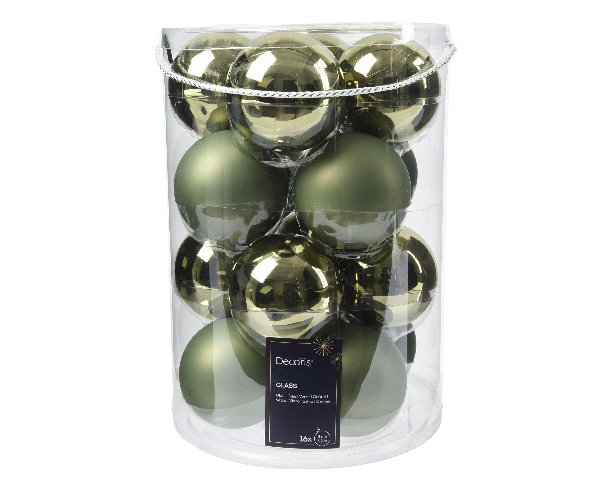 Kaemingk Weihnachtsbaumkugel, Weihnachtskugeln Glas 8cm 16 Stück - Rosmarin