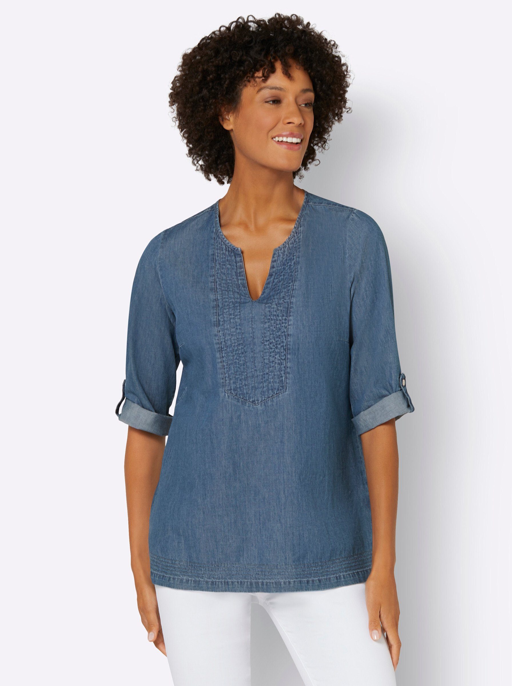 WITT WEIDEN Klassische Bluse blue-stone-washed