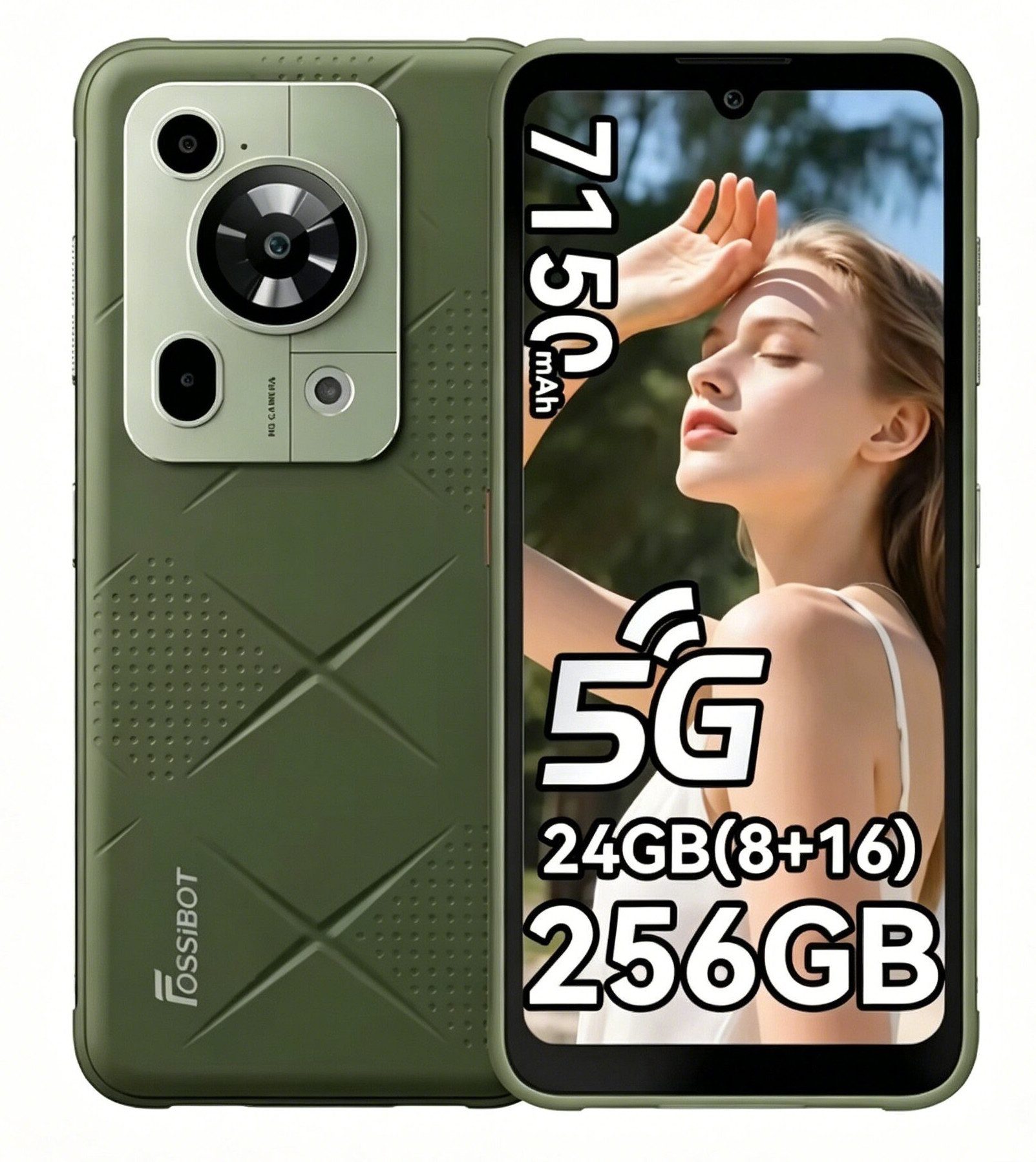 Fossibot F112 Pro 5G 6.88" FHD 120Hz Outdoor Handy, 256G Android Ohne Vertrag Smartphone (17,5 cm/6,88 Zoll, 256 GB Speicherplatz, 50 MP Kamera, 50MP Kamera, 7150mAh, NFC, IP68/IP69K, Octa-Core, Android MobilePhone)