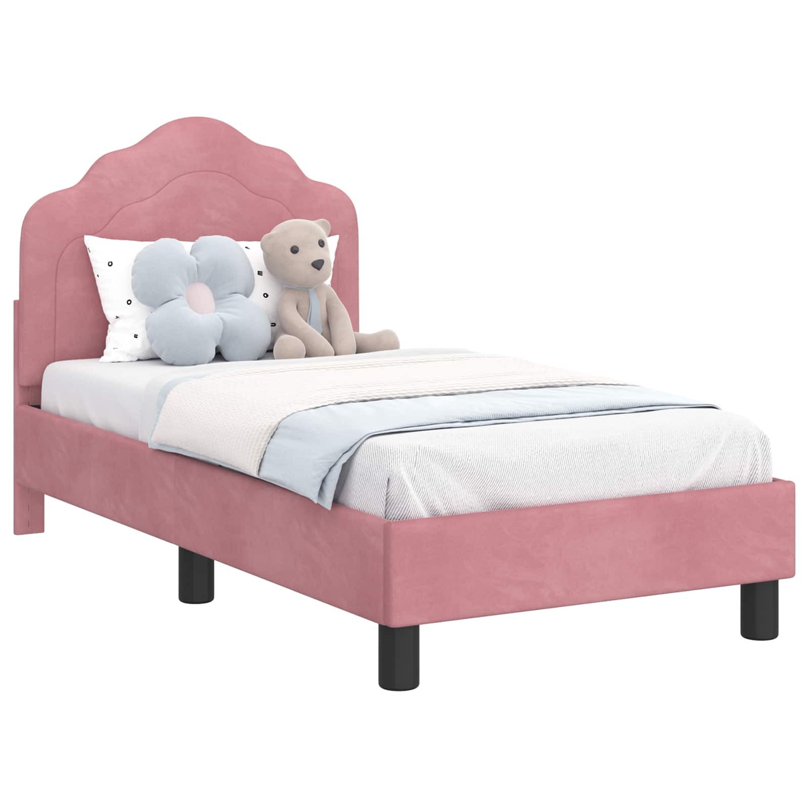vidaXL Bett Kinderbettgestell mit Kopfteil Rosa 70 x 140 cm Samt (1-tlg) günstig online kaufen