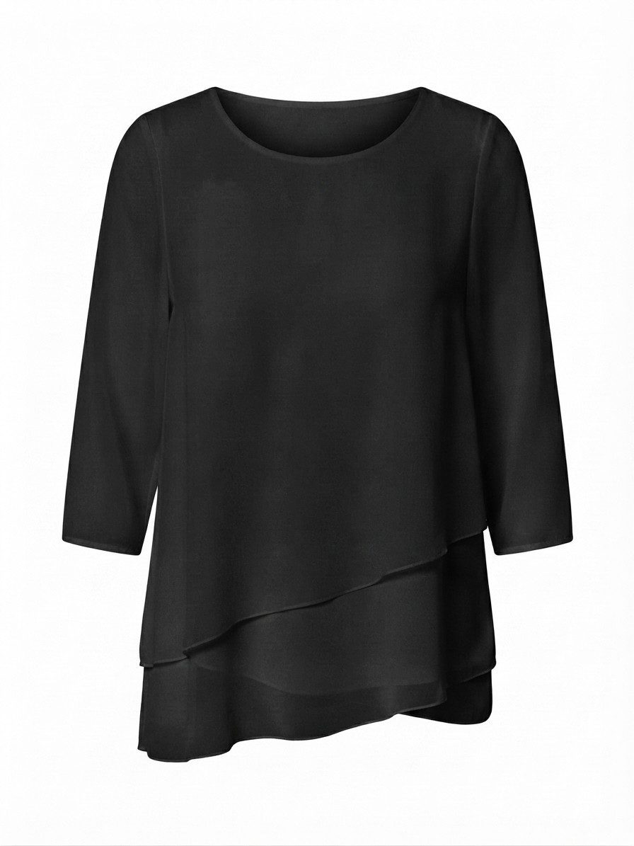 Seidel Moden Longbluse 3/4-Arm im Lagen-Look / asymmetrischer Schnitt / MADE IN GERMANY