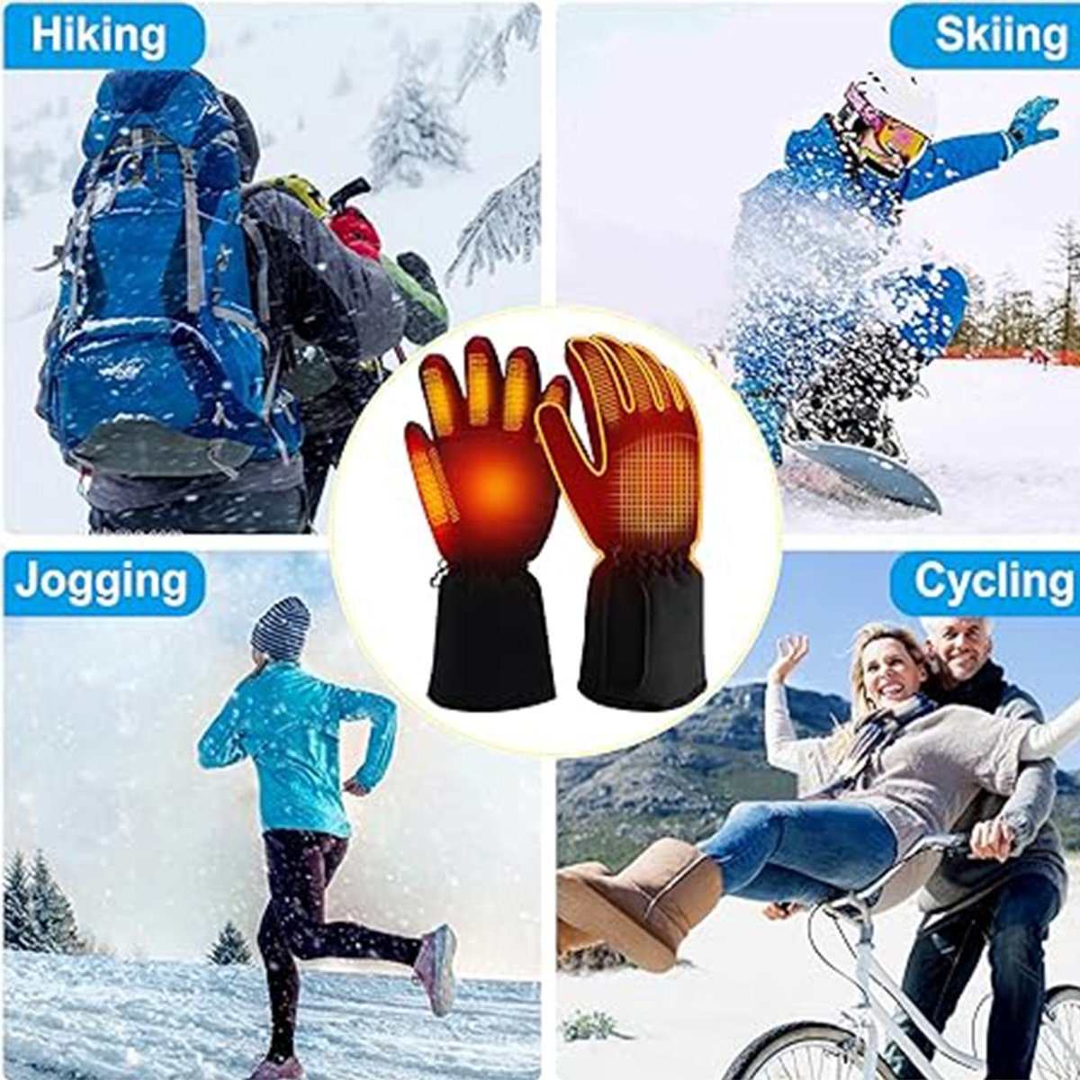 Beheizbare Handschuhe Winterhandschuhe autolock Touchscreen Winddicht fur kifahren Fahrradhandschuhe Fahrradhandschuhe Radfahren Wandern Ski