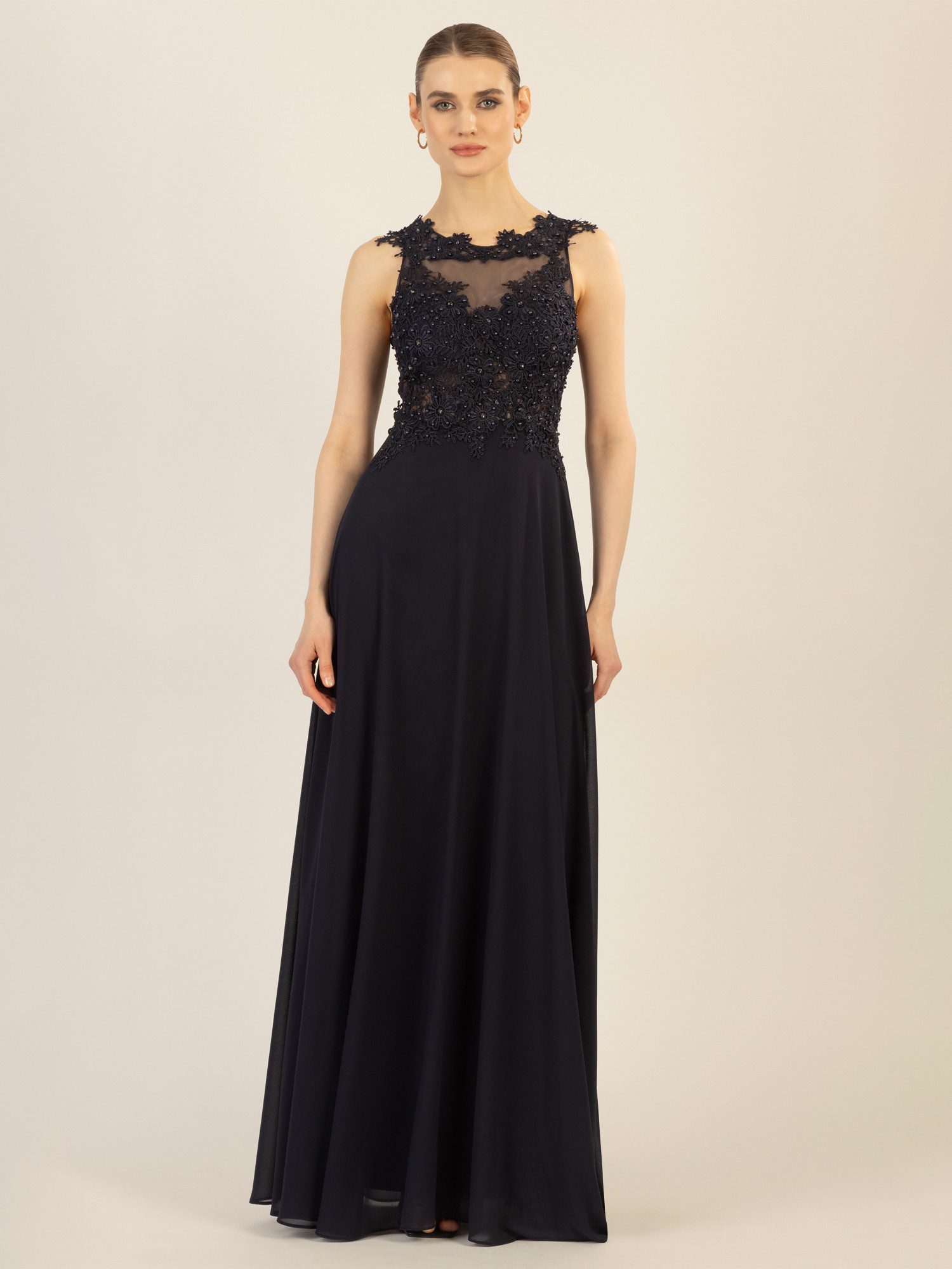 Apart Abendkleid im Materialmix aus bestickter günstig online kaufen