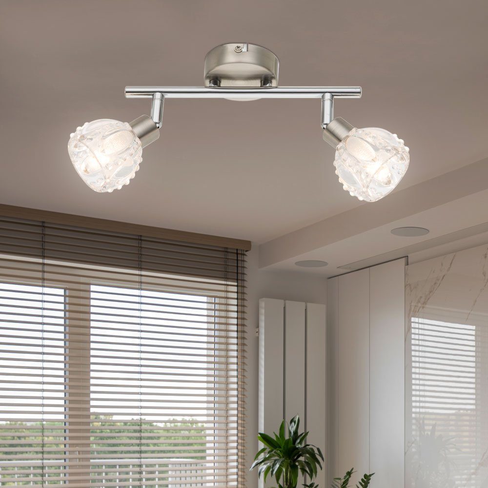 GLOBO LIGHTING LED Deckenleuchte, Leuchtmittel inklusive, Warmweiß, LED Deckenleuchte nickel matt Deckenstrahler Deckenlampe 2 flammig