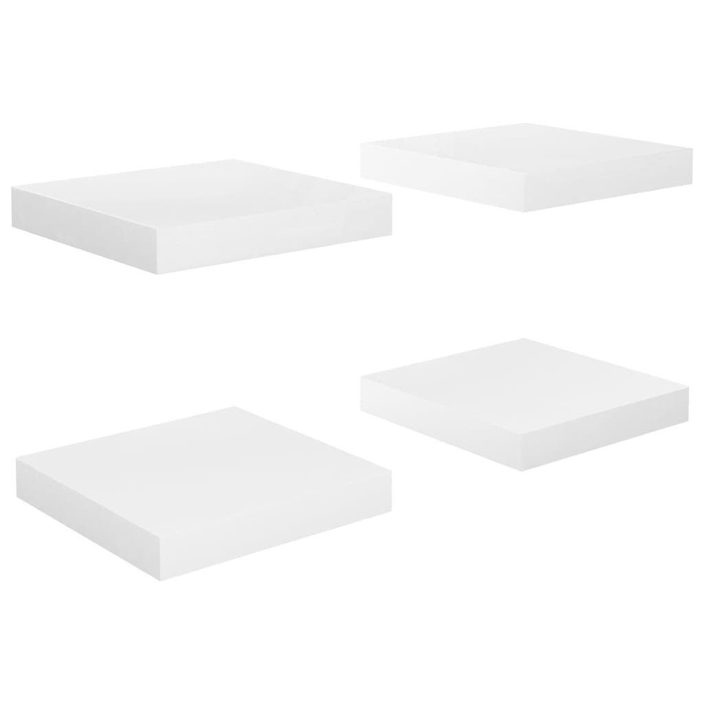 Wandregal Schwebende Wandregale 4 Stk Hochglanz-Weiß 23x23,5x3,8cm MDF