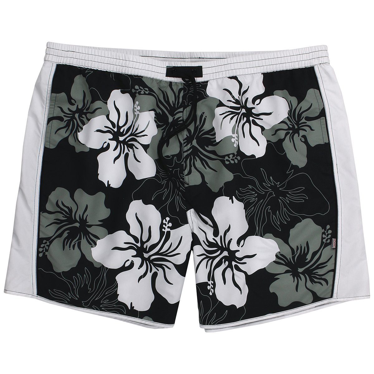 ADAMO Badeshorts Übergrößen Elmar Badebermuda Blumenprint schwarz-weiß Adamo | Badeshorts