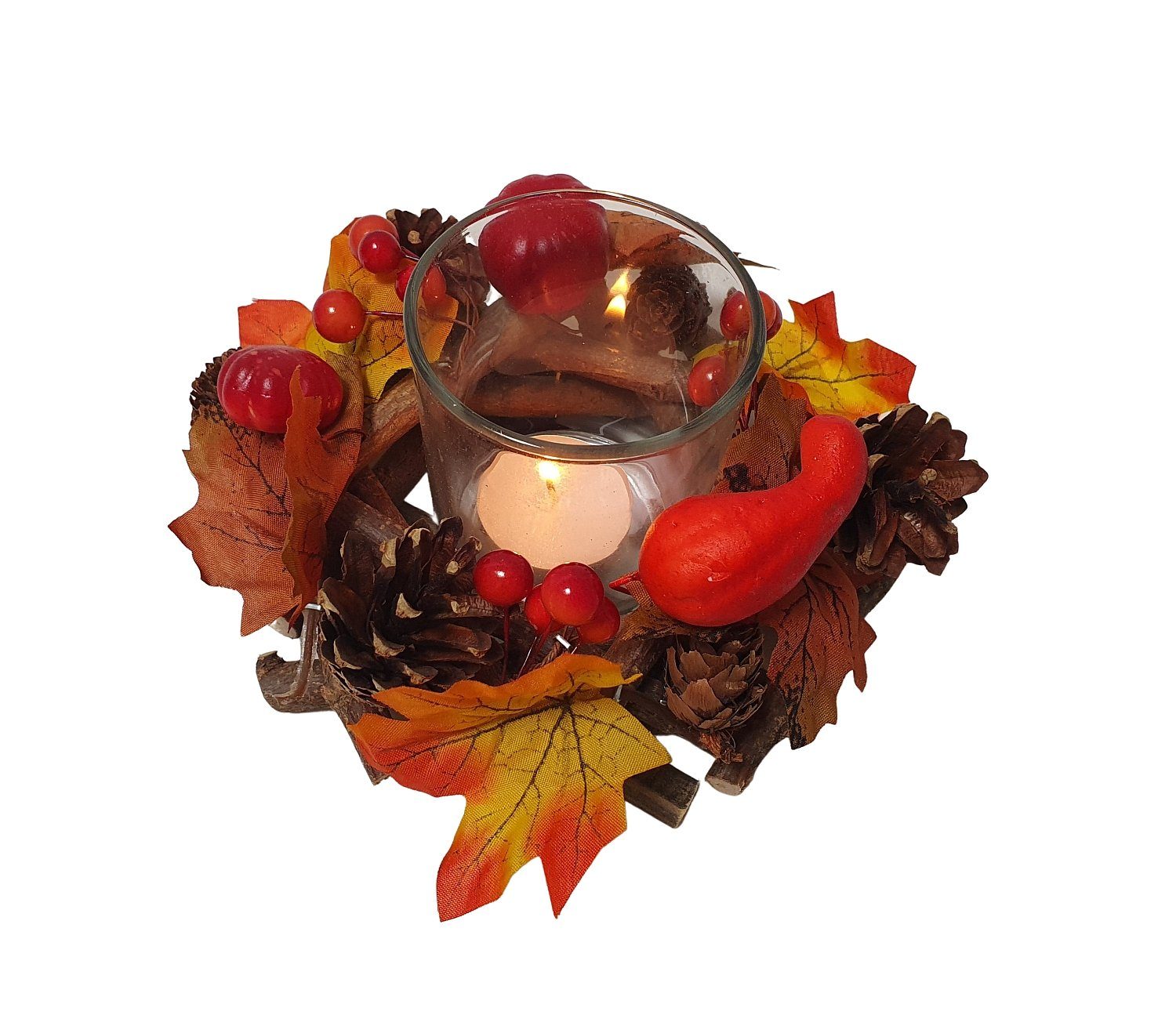 sesua Windlicht Herbstkranz Glas Windlicht 15cm Herbst Herbstdeko Tischdeko günstig online kaufen