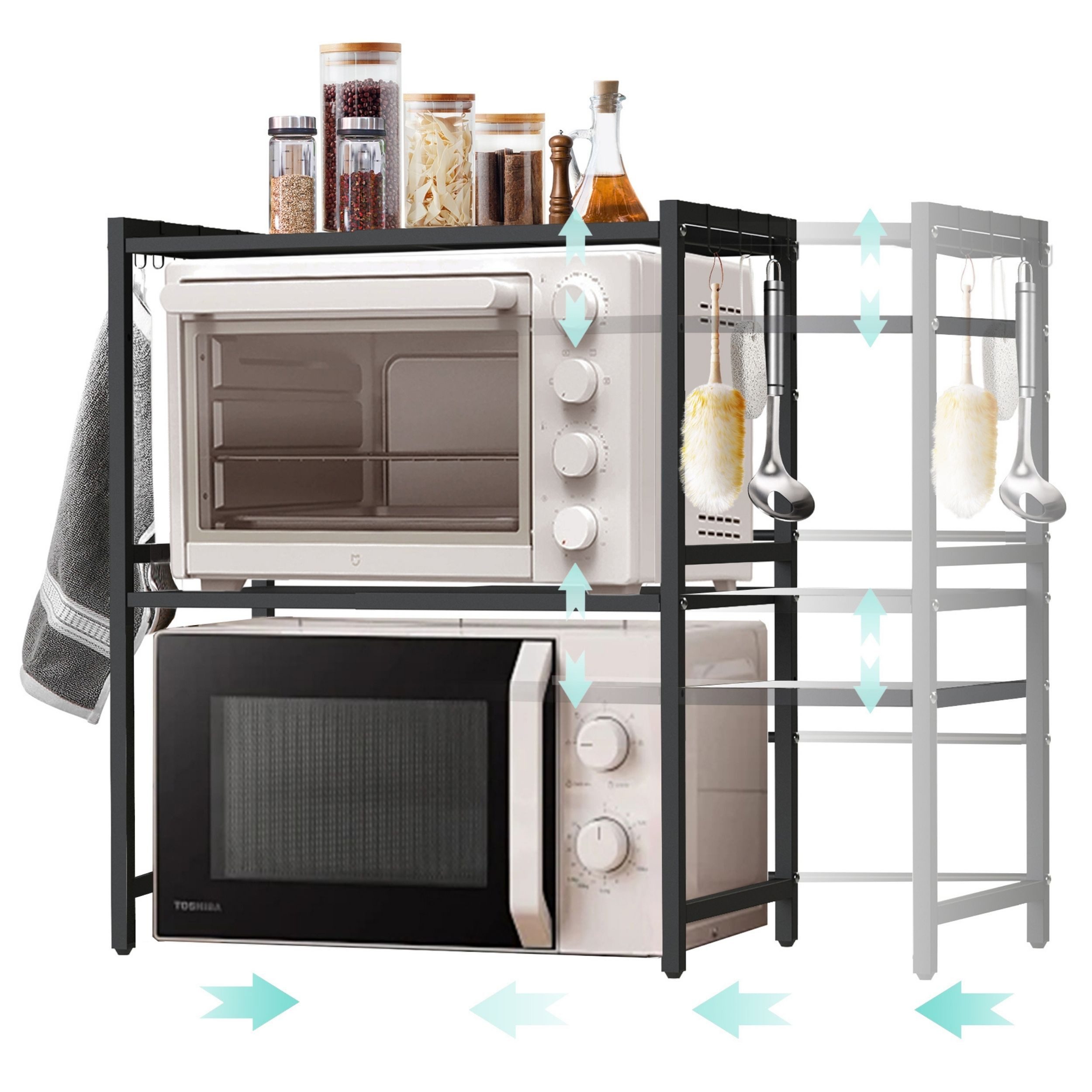 DanDiBo Küchenregal Verstellbares Mikrowellenregal 3 Stufig 40-64 cm Mikrow günstig online kaufen