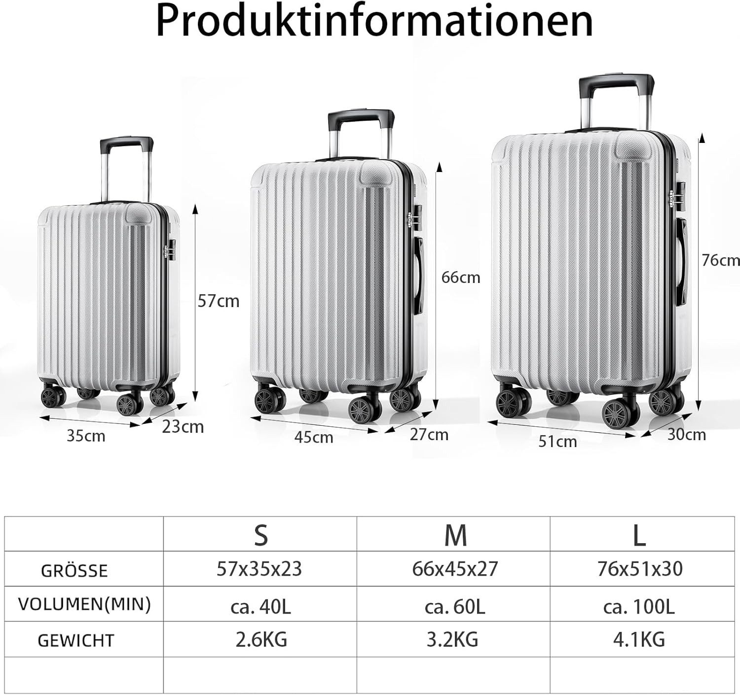 Abistab Handgepäckkoffer Voyager “S” Hartgepäck, 4 Rollen, Reisekoffer mit Volumenerweiterung und Zahlenschloss