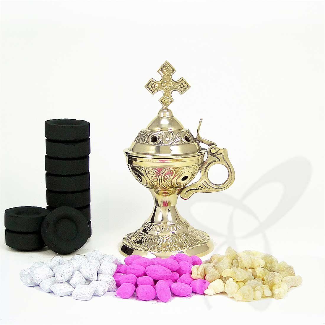 NKlaus Räucherschale 2933 Stand-Weihrauch-Gefäß mit Griff Messing Handa, Rä günstig online kaufen