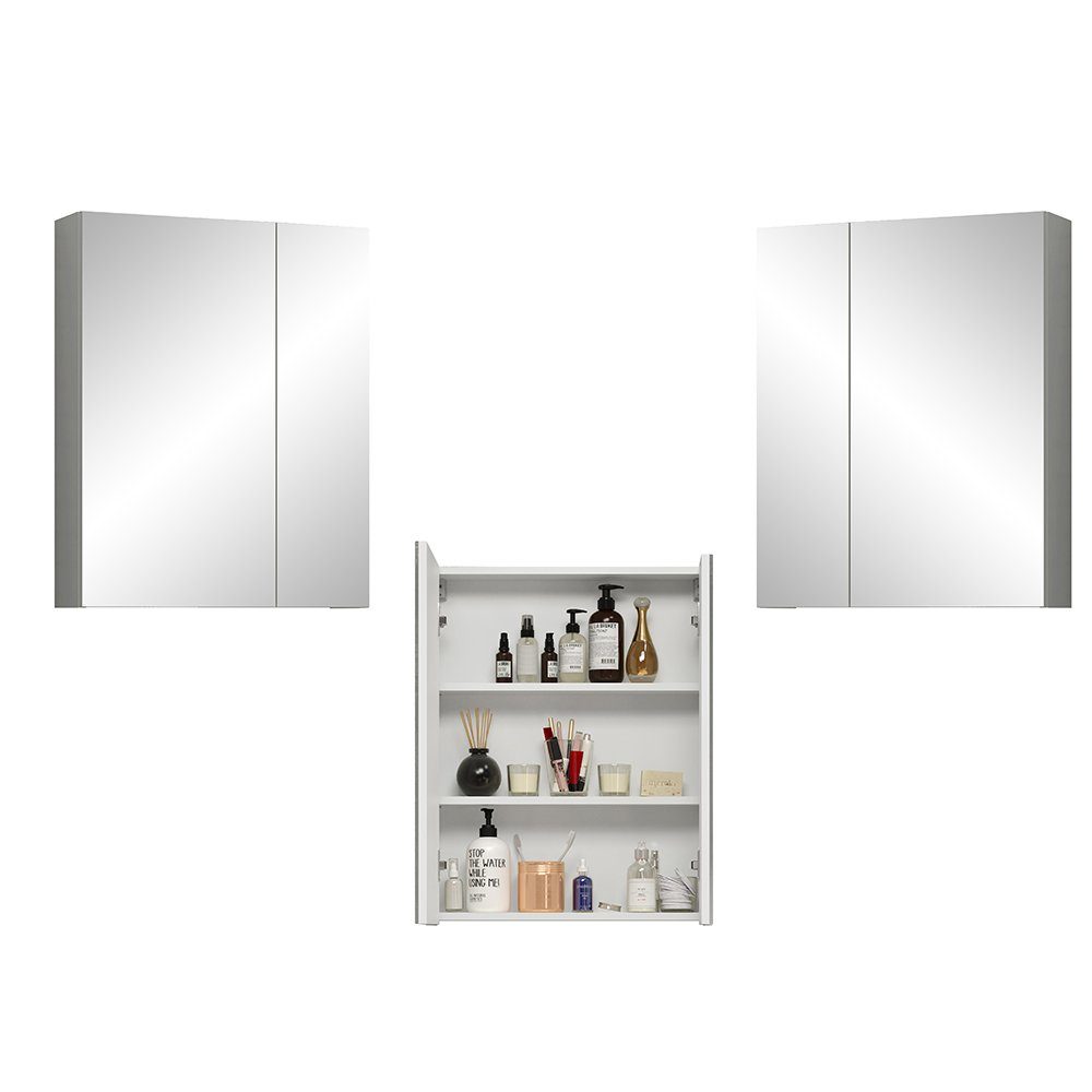 in Badezimmer 2 Spiegelschrank mit cm Türen, ca. B/H/T: RAVENNA-19 Lomadox weiß 60/75/16