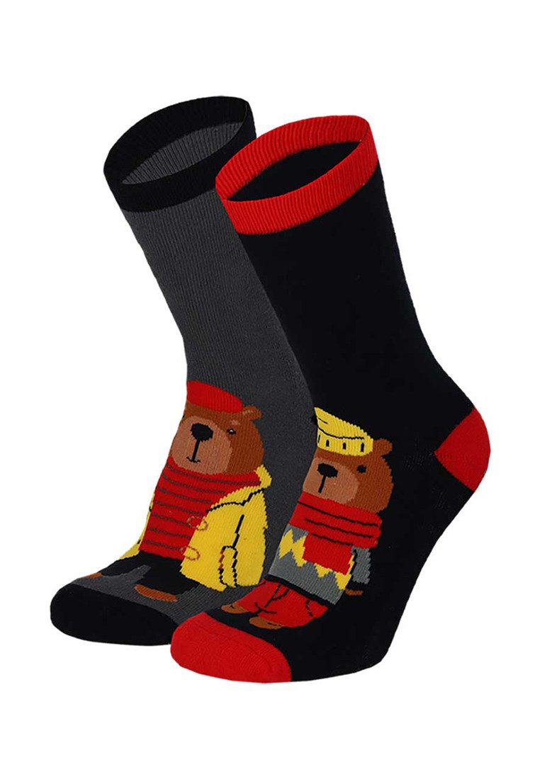 Yuhu ABS-Socken Jungen Stoppersocken 2 Paar rutschfest Bär Motiv (2-Paar)