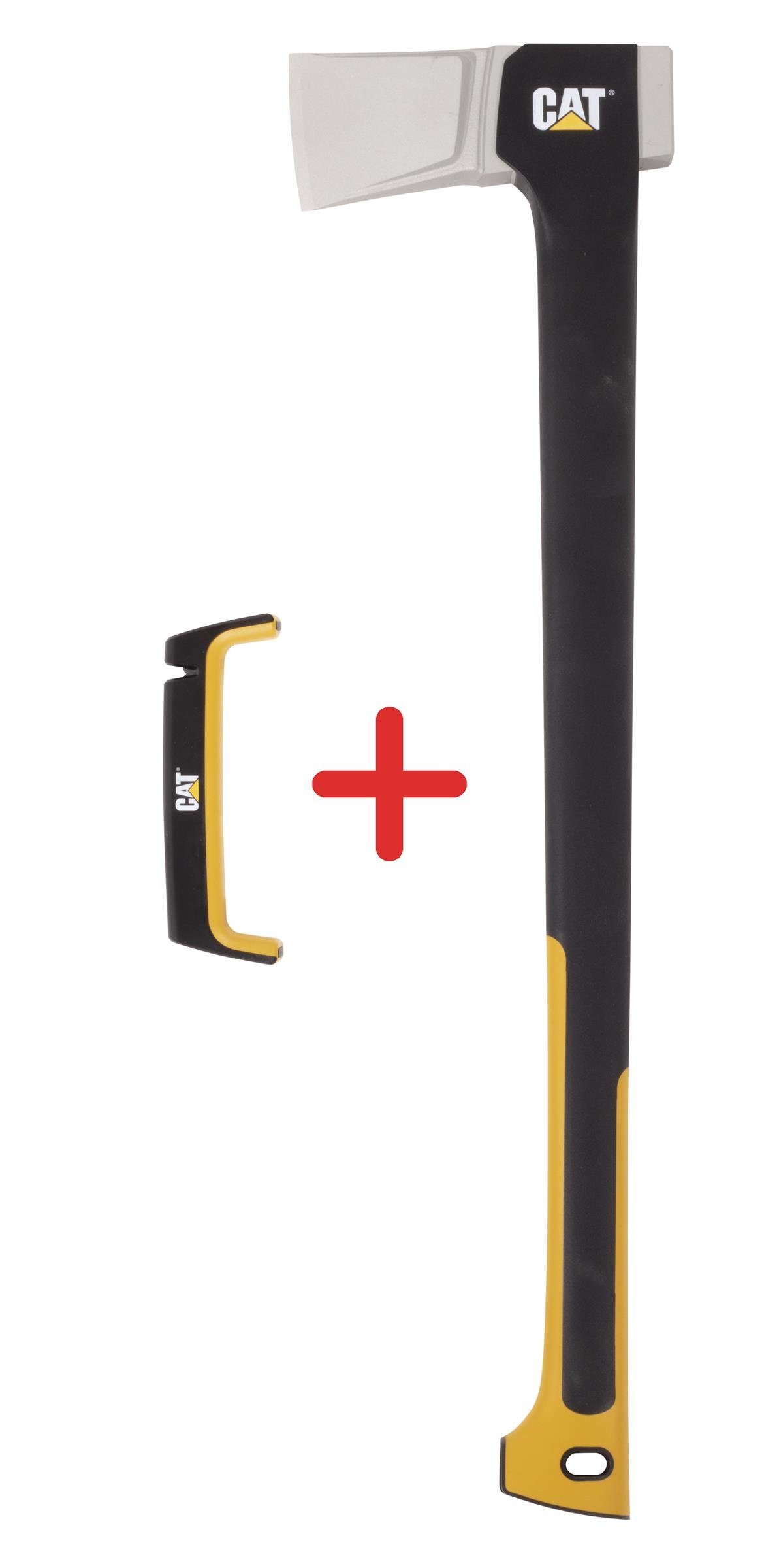 CAT CATERPILLA Axt CAT Set Spaltaxt C2500 Ergo inkl. Axt-Klingen-Schärfer, J-Serie, 2500 g, 73.5 cm Länge, (Set, 1-St., Set), Erfüllt die Anforderungen von Bau- und Forstarbeitern weltweit