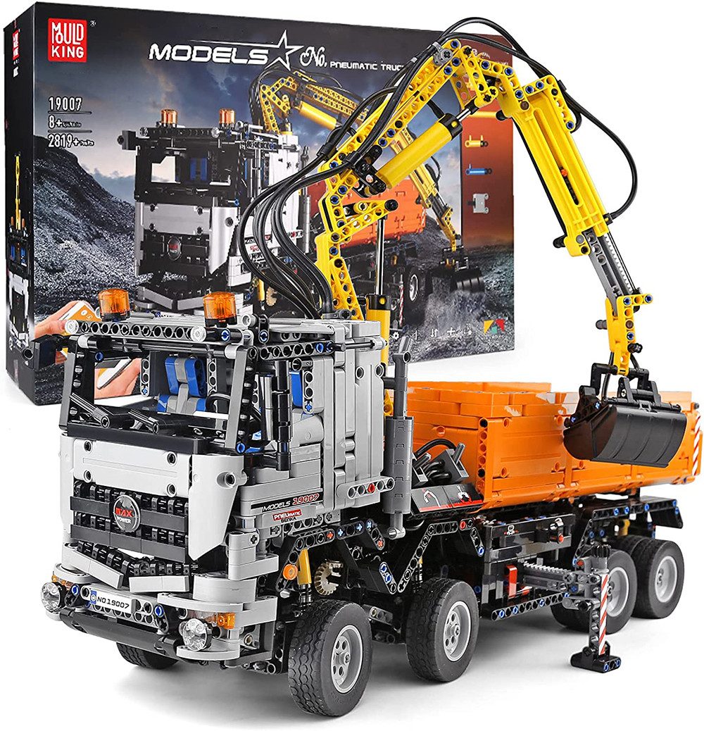 Mould King 19007 Ferngesteuerter Pneumatischer LKW MOC Klemmbausteine 2819 Teile Konstruktionsspielsteine, (Set, 2819 St)
