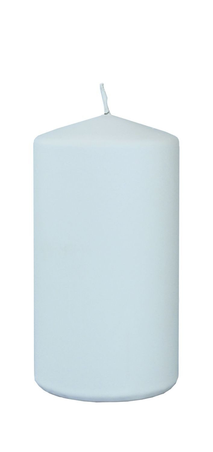 INNA-Glas Stumpenkerze LYCANTHIA, Frosted Pastel, himmelblau, 13cm, Ø7cm, 52h