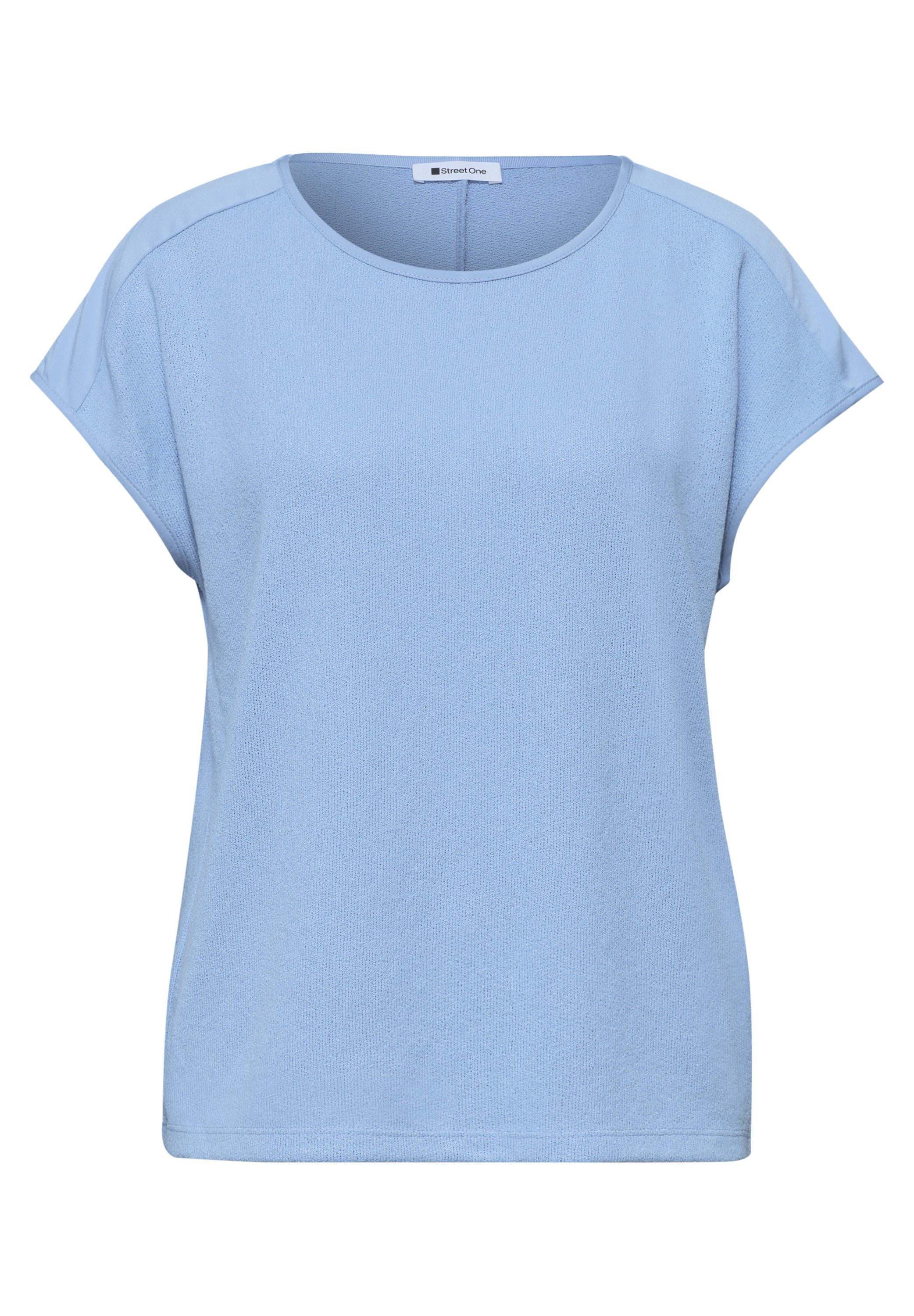 STREET ONE Shirttop unifarben, Sommershirt, in Strick-Optik – Bild 4 von 5