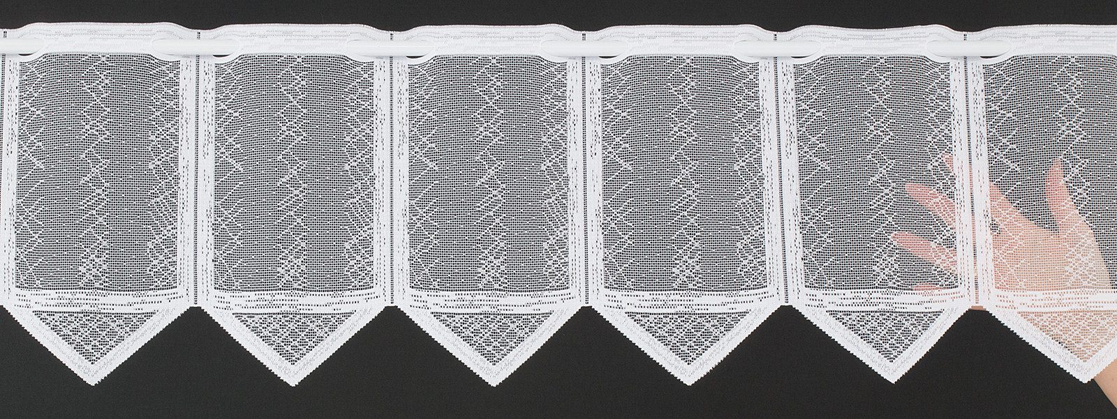 Gardinen Kranzusch Scheibengardine Jaquard in Karooptik (1 St), Stangendurchzug, transparent, Stablöcher,transparent,verschiedene Höhen, Breiten – Bild 4 von 5