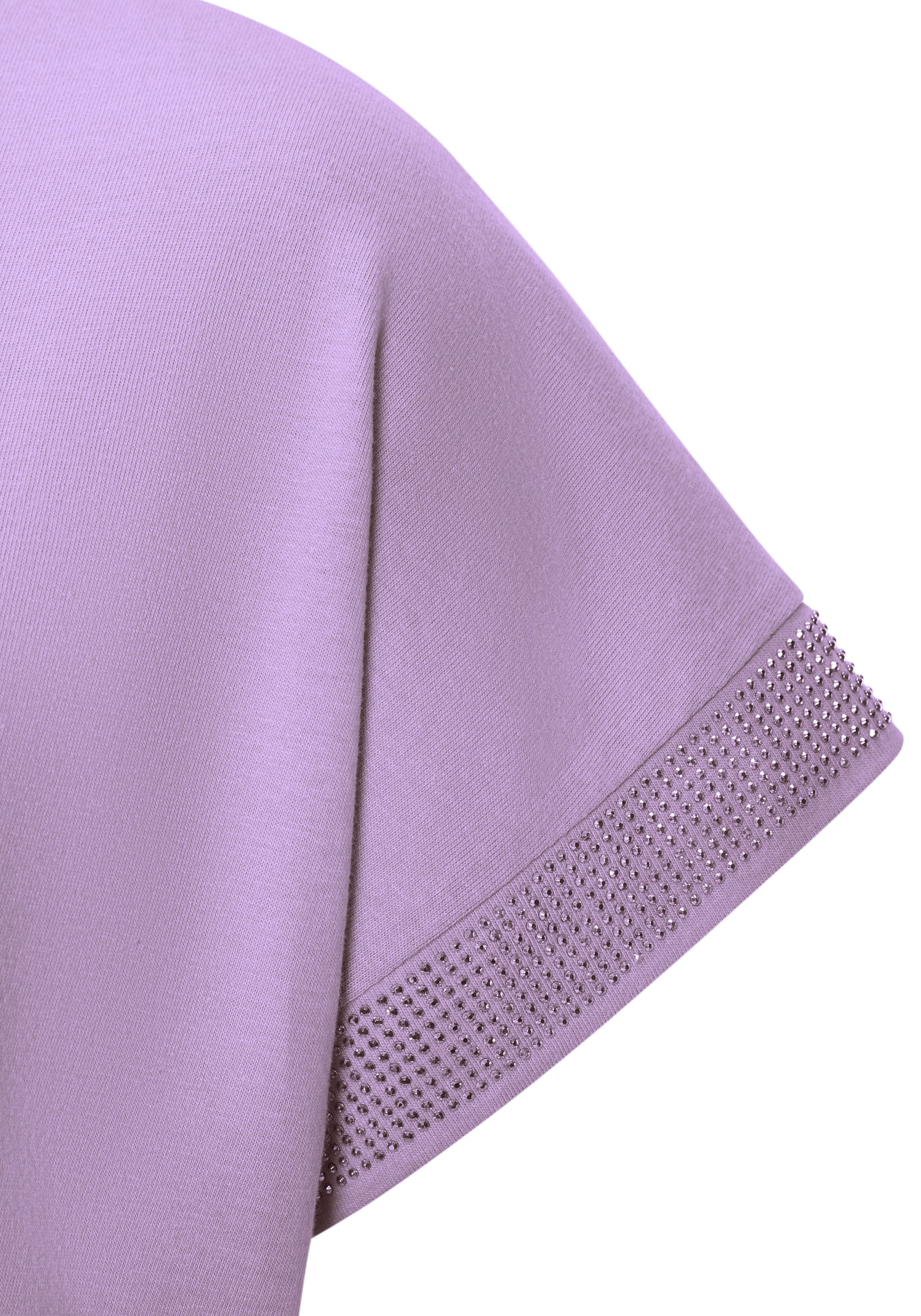 Kurzarmshirt mit glitzernem Strass-Design am Arm