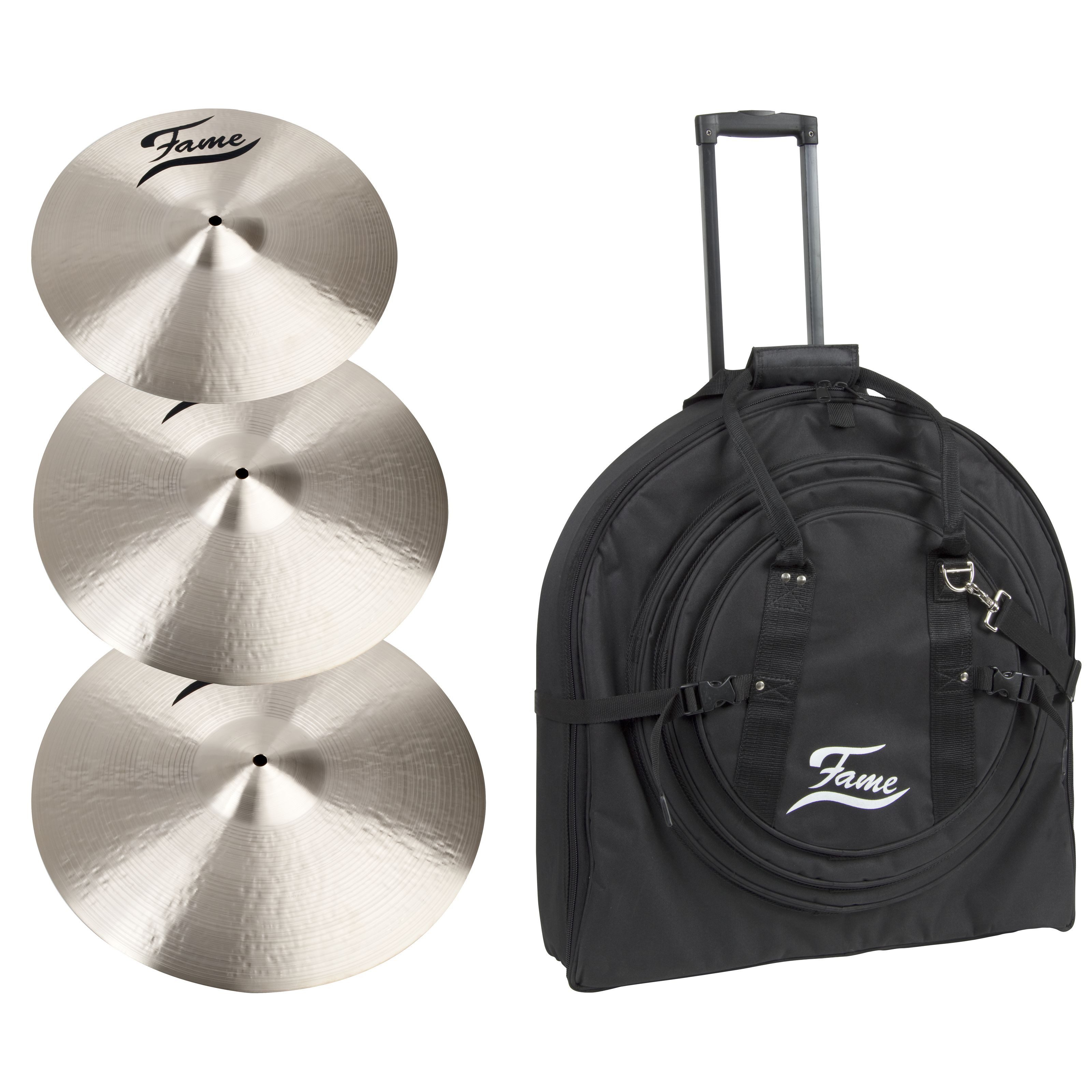 FAME Becken,B20 Light Crash Becken-Set 14 16 18 Zoll Natural Thin Handgehämmert B20 Bronze inklusive Beckentasche Practice Pad, Cymbals, Cymbal Sets, B20 Light Crash Becken, Handgehämmert, B20 Bronze