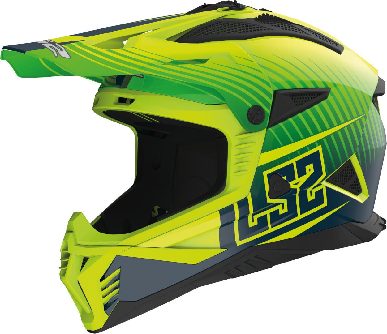 LS2 Motocrosshelm MX708 Fast II Duck Motocross Helm, Notfallsystem-Polsterung (EQRS)