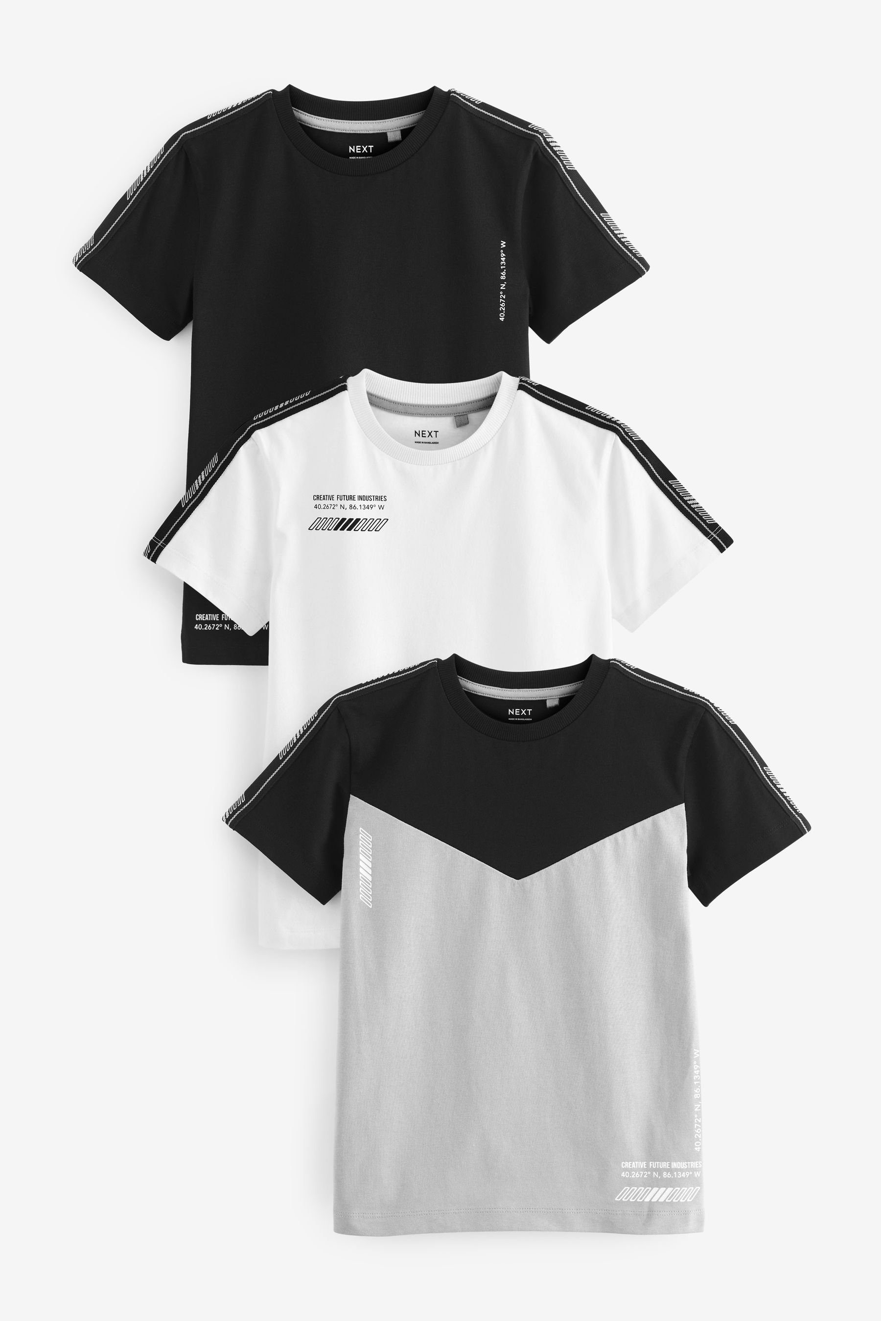 Next T-Shirt 3er-Pack Kurzarm-T-Shirts mit Farbblock-Design (3-tlg)