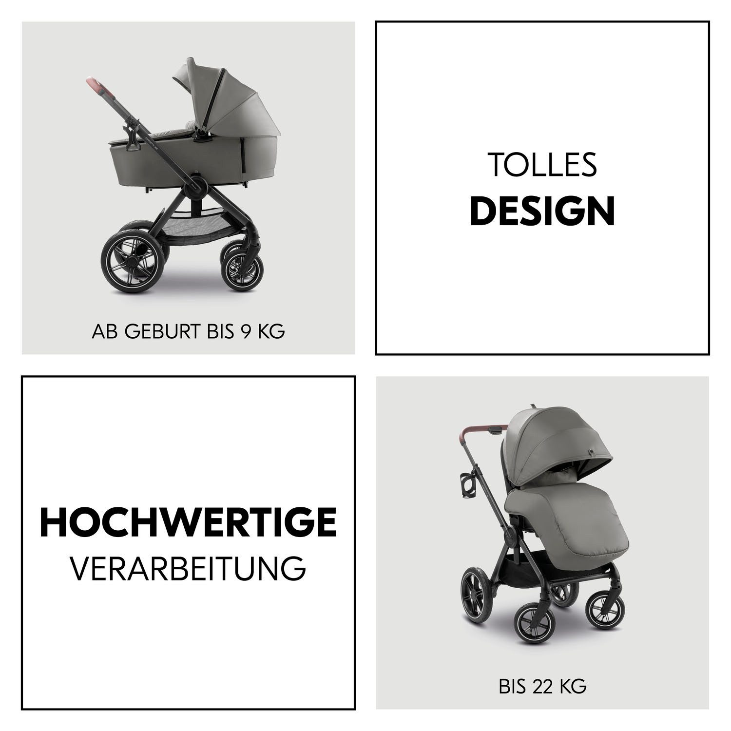 Hauck Kombi-Kinderwagen Comfort N Care Air, (Set), Belastbarkeit bis 22 kg