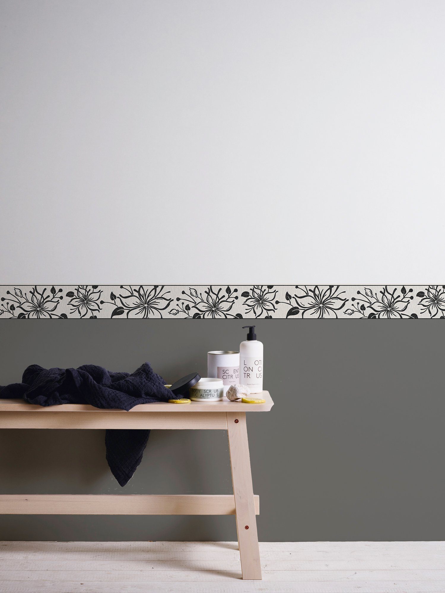 A.S. Création Bordüre Only Borders, aufgeschäumt, Wald, botanisch, floral, Tapete Bordüre Holzoptik Borte Wohnzimmer Schlafzimmer Küche modern