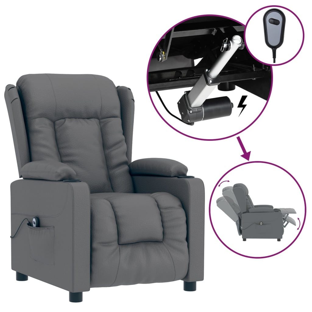 vidaXL Sessel Relaxsessel Elektrisch Grau Kunstleder günstig online kaufen