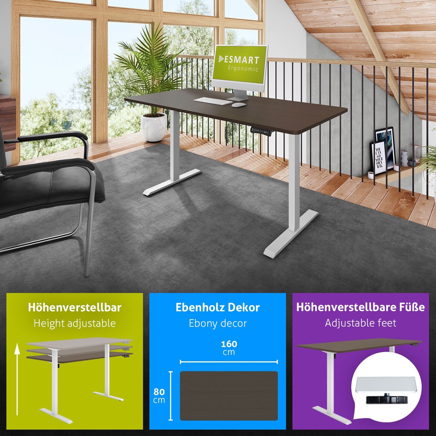 ESMART Schreibtisch ESMART Germany, ETX-121 Elektrisch günstig online kaufen