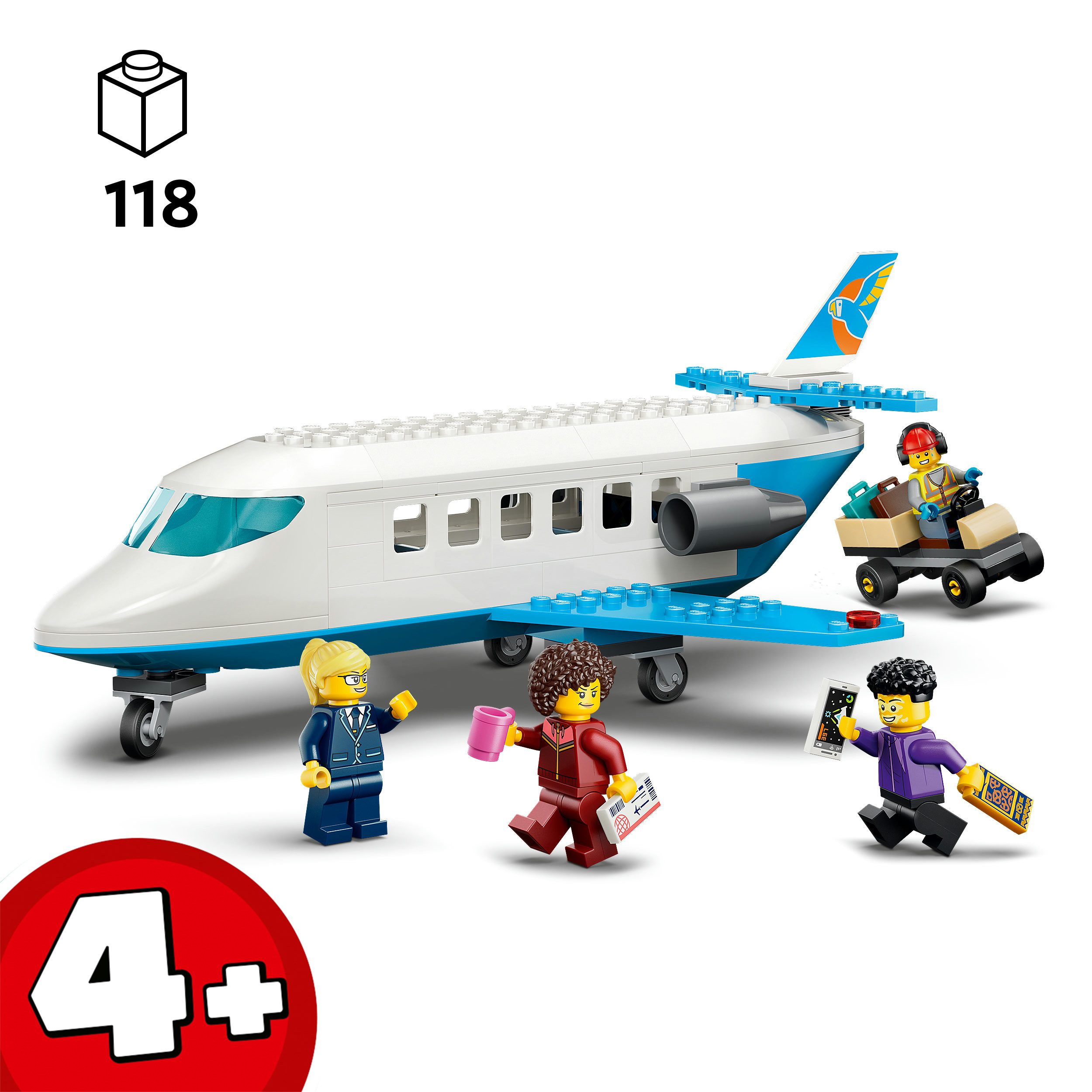 LEGO® Passagierjet (60492), LEGO City Konstruktionsspielsteine, (118 St), Made in Europe