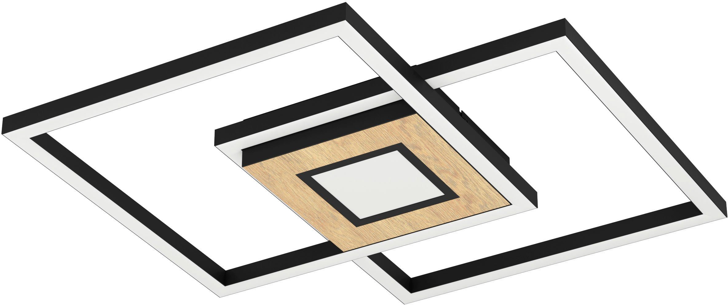 und Deckenleuchte MARINELLO, kaltweiß, LED - 4,2W warmweiß fest EGLO braun Holz in schwarz Alu, und Stahl, integriert, 17W aus - Deckenleuchte