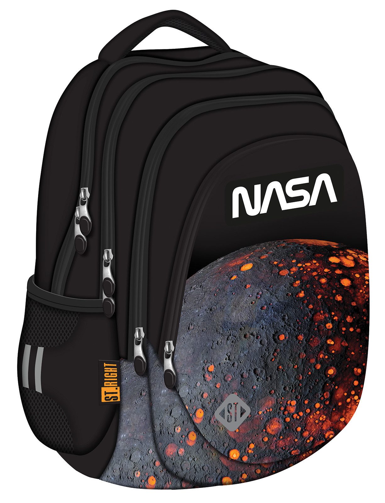 KiddiBex Schulrucksack NASA Rucksack Jungen Schulranzen ab 5. Klasse (Set, 3-tlg., Schulrucksack, Federmäppchen, Regenschutz), Rucksack Schule Schultasche Jungen, Ergonomischer Schulranzen NASA