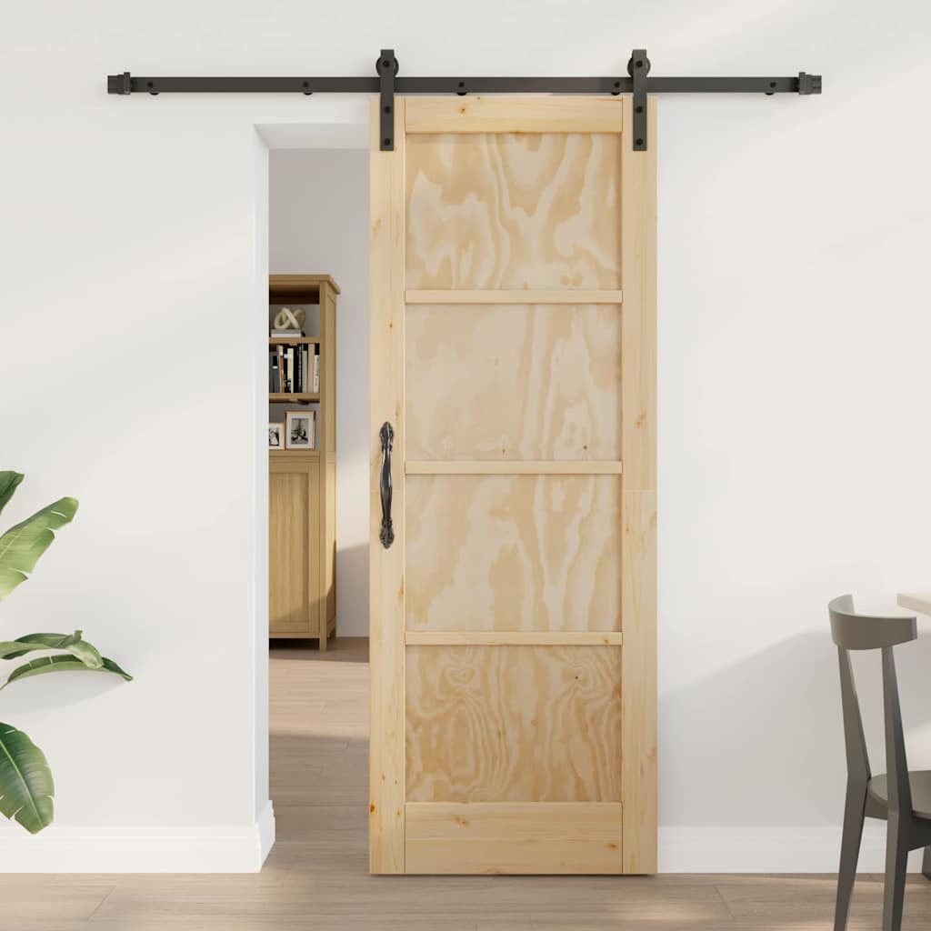 vidaXL Zimmertür Schiebetür mit Montageset 73,5x198,5 cm Massives Kiefernholz
