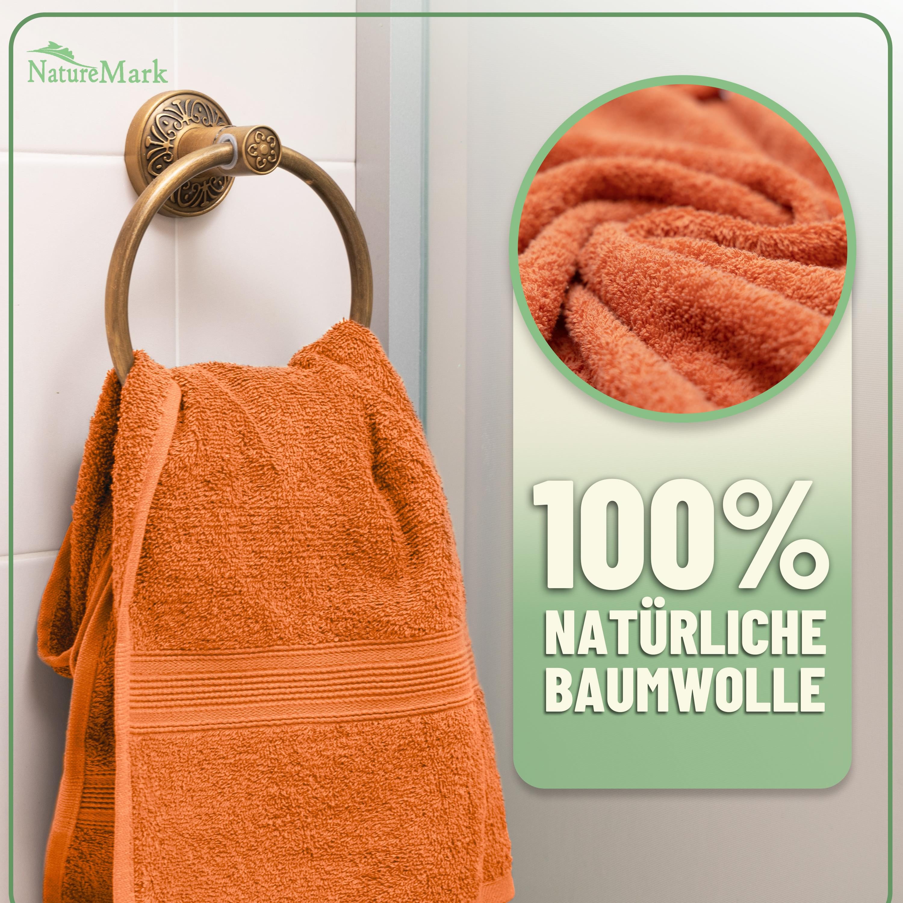 NatureMark Handtuch Set 10 tlg. Frottier Handtuch-Set, 100% Baumwolle (10-St), 4X Handtücher, 2X Duschtücher, 2X Gästetücher, 2X Waschhandschuhe