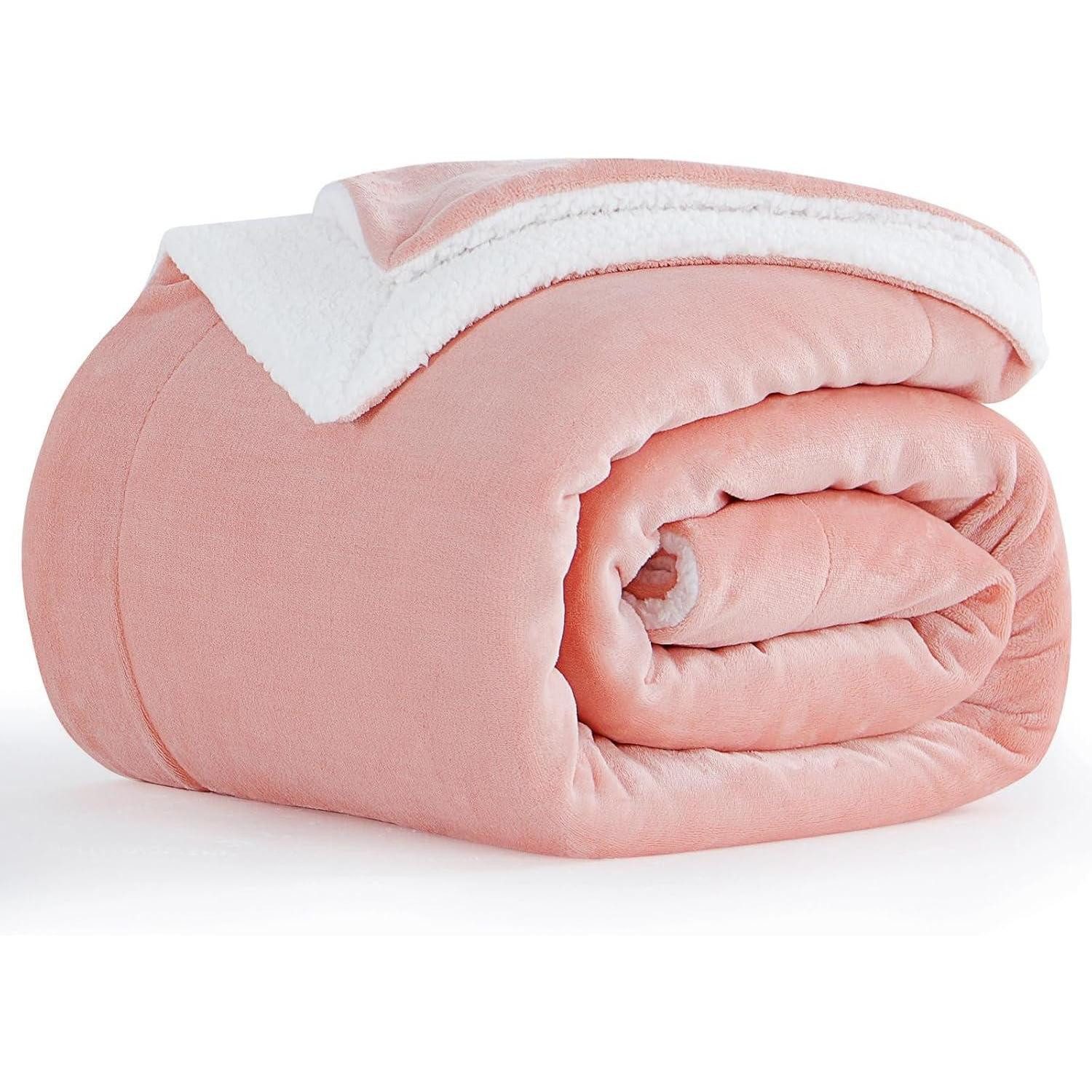 Wohndecke Kuscheldecke Sofadecke Couchdecke Sherpa Fleece 150 x 200 cm Rosa, LuxusKollektion
