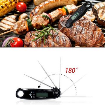 Intirilife Grillthermometer, 1-tlg., Faltbares Küchenthermometer wasserdicht magnetisch mit LCD-Display