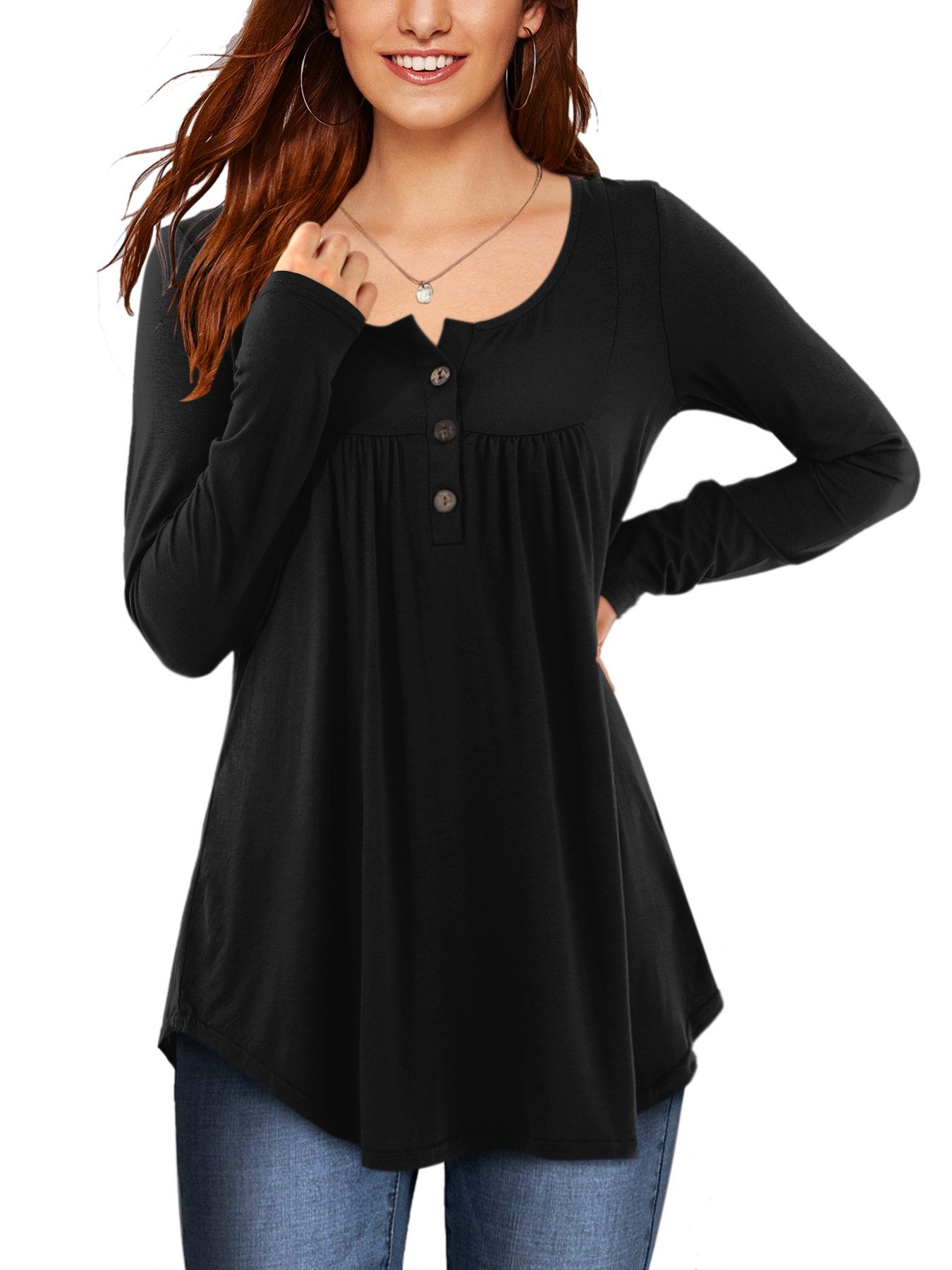 Beluring Langarmshirt Damen Bluse mit V-Ausschnitt günstig online kaufen