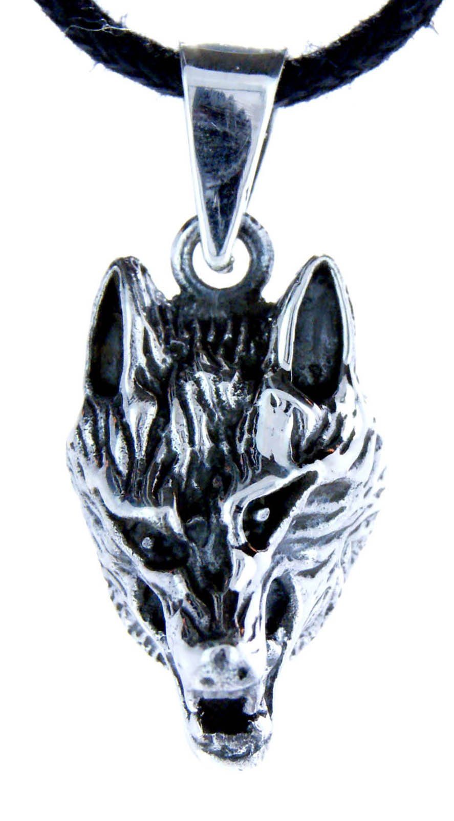 Kiss of Leather Kettenanhänger Wolf 925 Sterling Silber Anhänger Wolfskopf Wolfkopf Schädel Kette Nr.7a | Kettenanhänger
