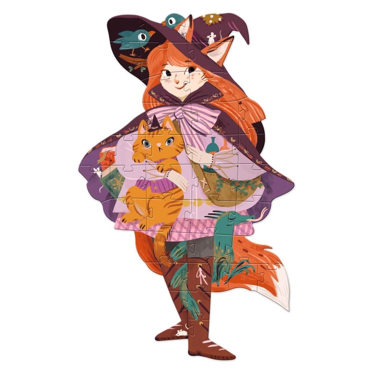 DJECO Puzzle Lily die Hexe - 36 Teile Bodenpuzzle für Kinder, 36 Puzzleteile, Bodenpuzzle