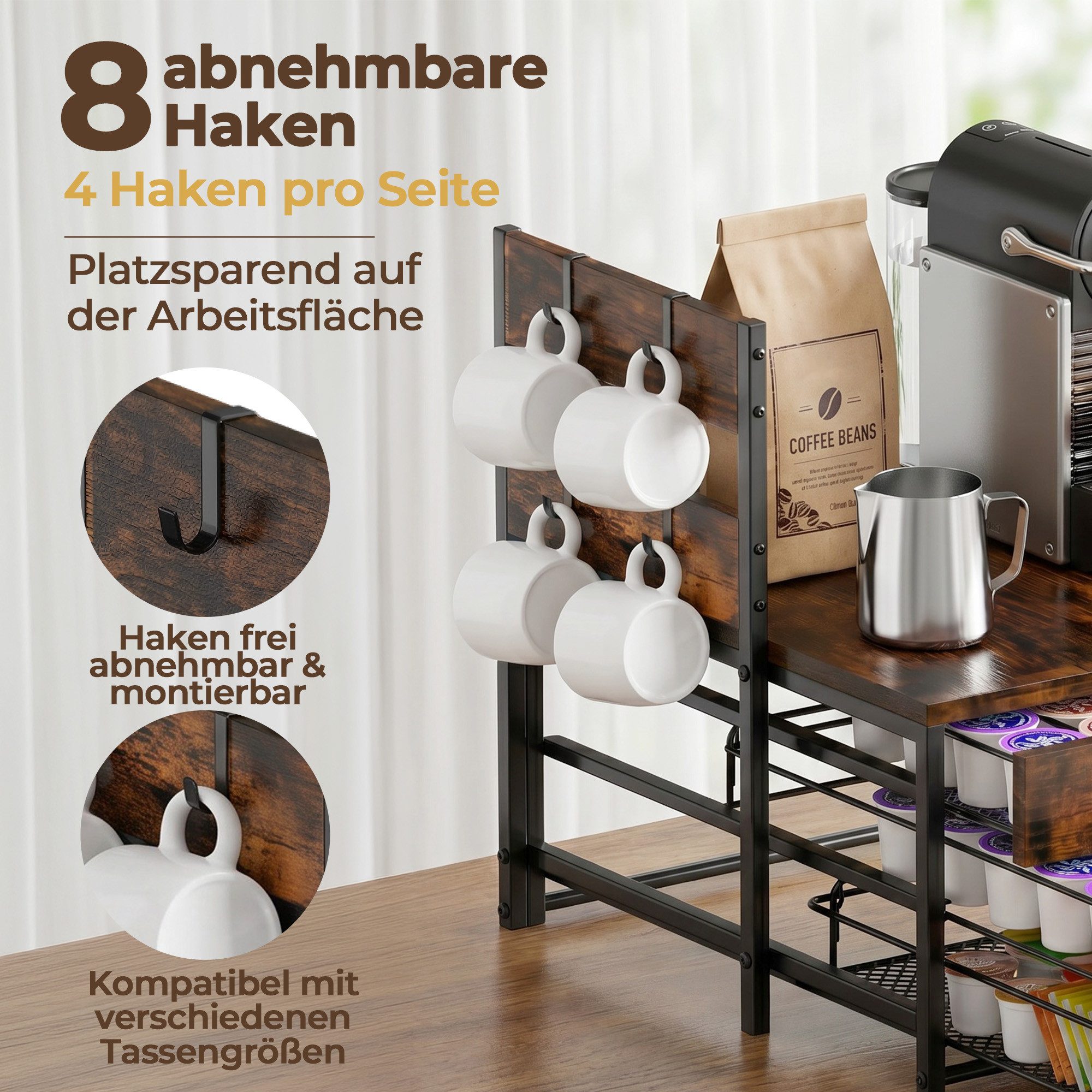 SEHAUSEU Kapselspender Kapselhalter Kapselaufbewahrung 3 Schublade für 120 Kapseln – Bild 5 von 5