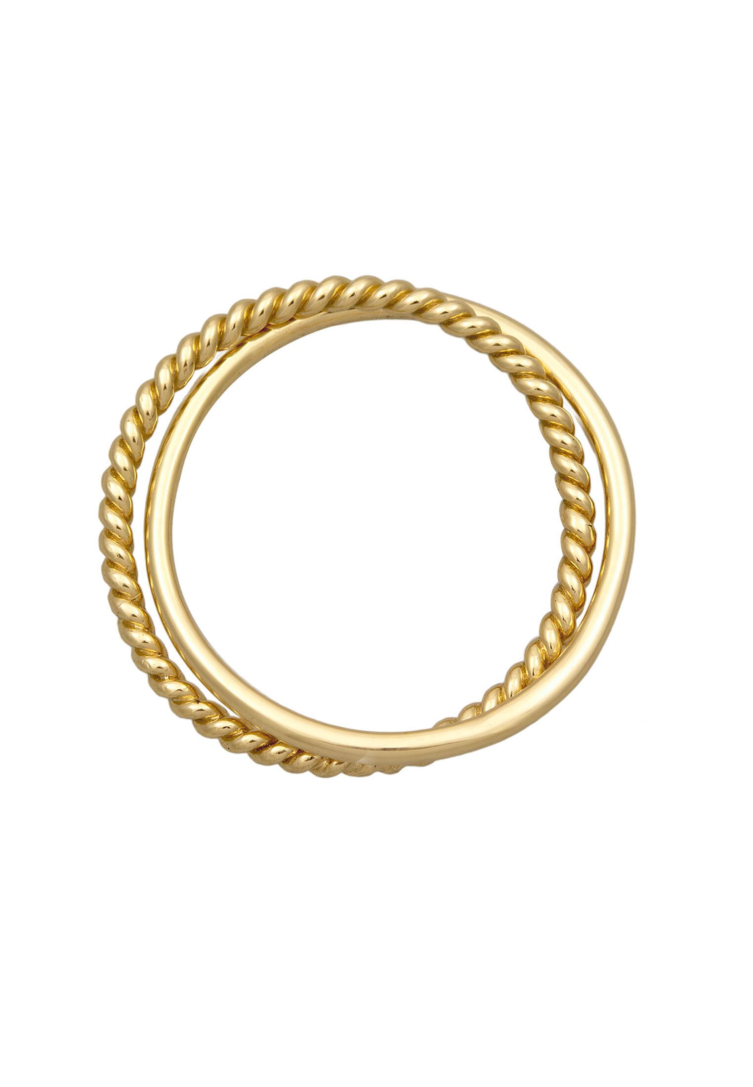 Elli Premium Fingerring Wickelring Klassik Fein Gedreht 375 Gelbgold