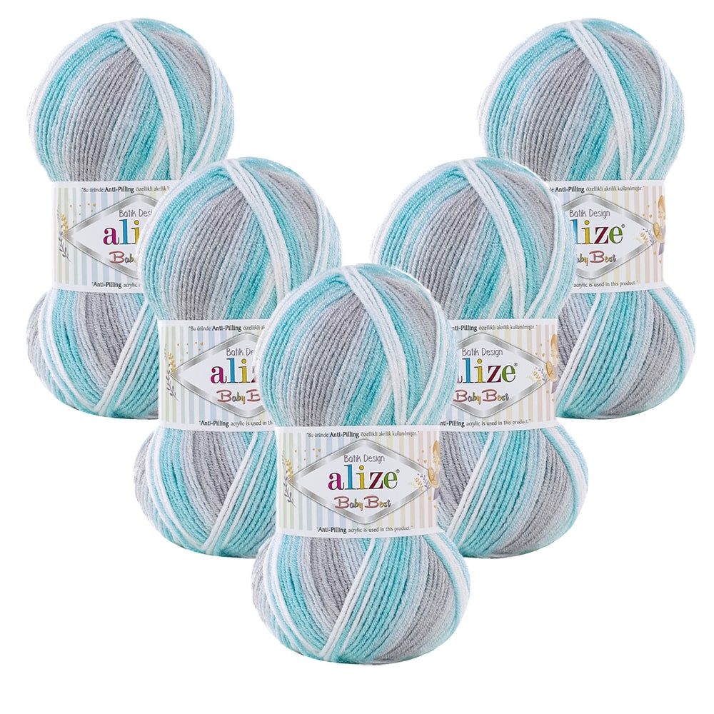 Alize 5 x ALIZE Baby Best Batik 7264 Häkelwolle, 240 m, Antipilling,Babywolle,Viskose