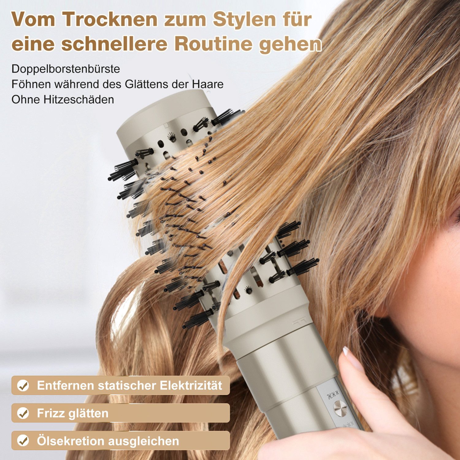MCURO Haartrockner Multihaarstyler 6-in-1 Warmluftbürste mit Lockenstab 110,000 U/min, 1500,00 W, Temperaturkontrolle Kein Hitzeschaden,One-Step Föhn Volumiser – Bild 5 von 5