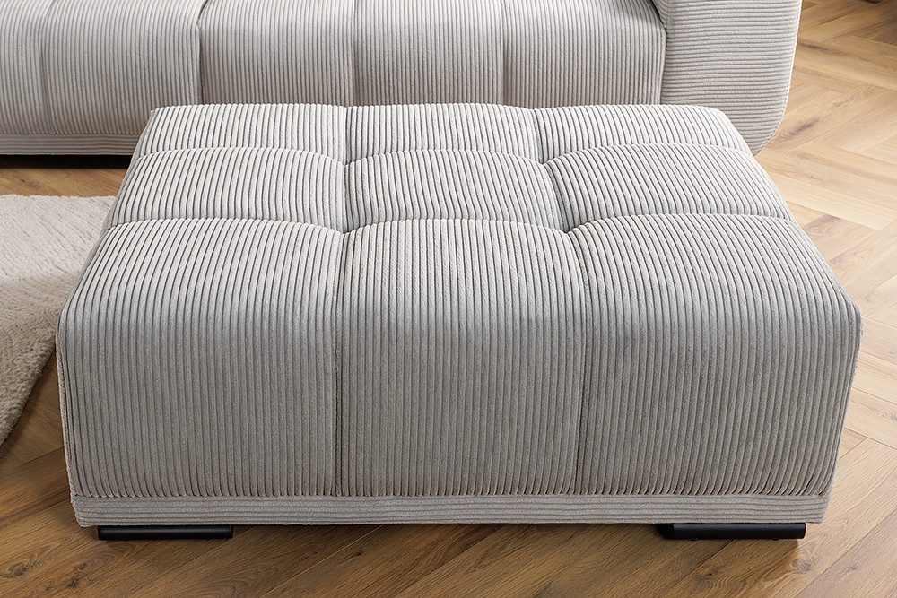 riess-ambiente Fußhocker ELEGANCIA 110cm champagner beige (Einzelartikel, 1 St), Wohnzimmer · Cord · mit Ziersteppung · für Sofas · Modern Design